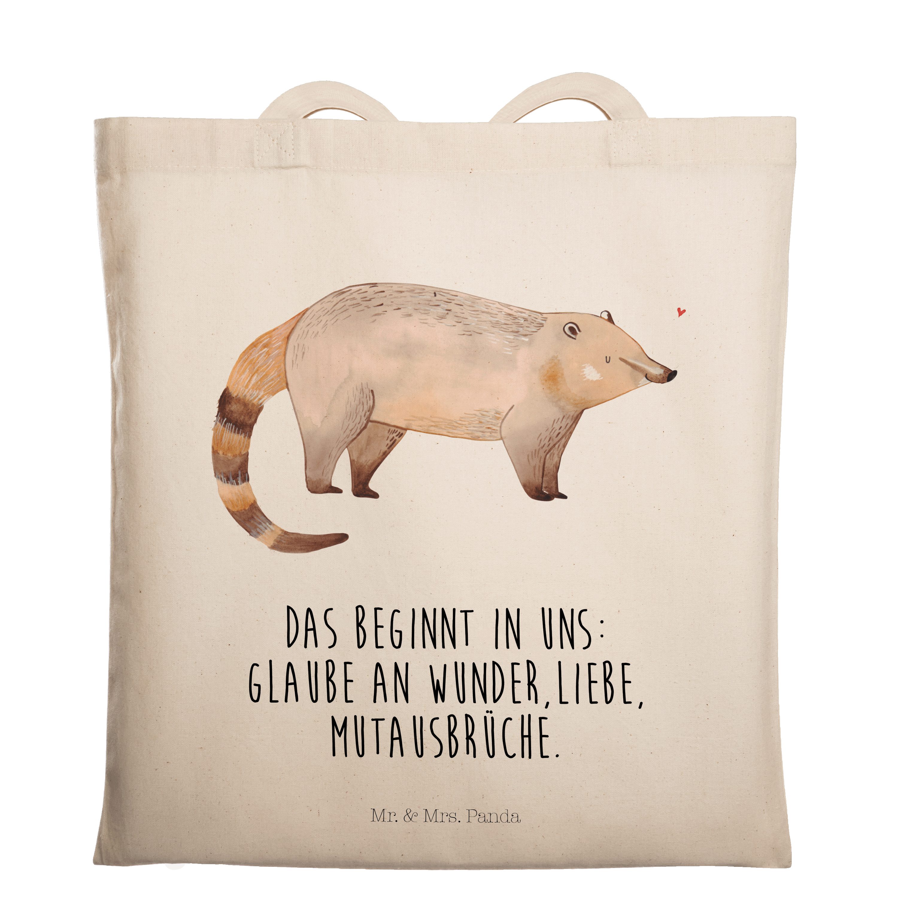 Transparent & - Panda - lustige Tragetasche Beutel, Sp Mr. Geschenk, (1-tlg) Einkaufstasche, Mrs. Nasenbär