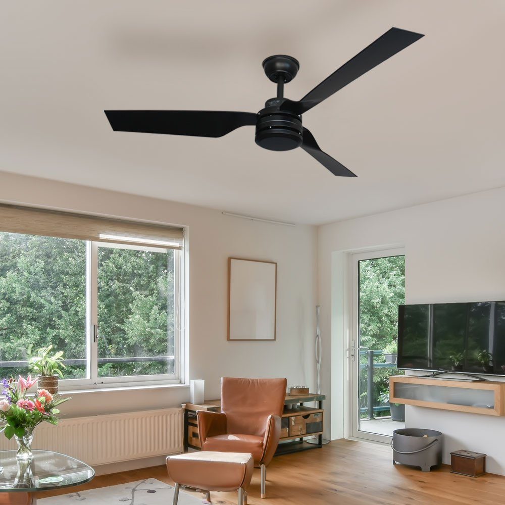 Wohnzimmer schwarz Decken Ventilator etc-shop Kühler Deckenventilator, Lüfter Fernbedienung