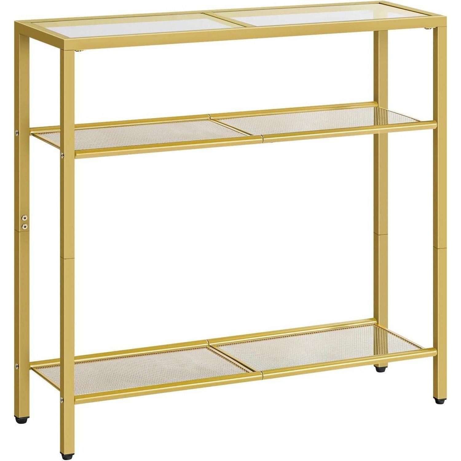 LuxusKollektion Konsolentisch Konsolentisch gehärtetem Glas moderner Stil Goldfarben EGD21XG01G1 (1-St)