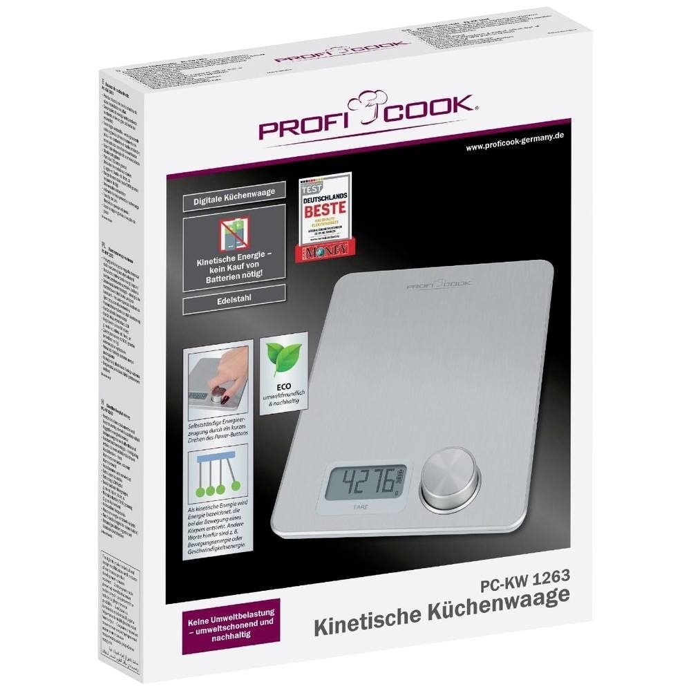 ProfiCook Küchenwaage PC-KW 1263, Küchenwaage ohne Batterien Messbereich von 1g-5kg, Haushaltswaage, Lebensmittelwaage