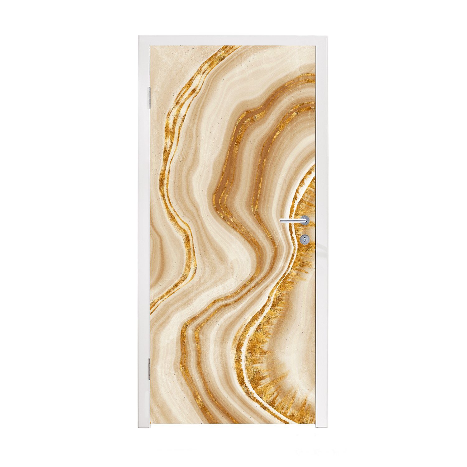 MuchoWow Türtapete Marmor - Beige - Muster, Matt, bedruckt, (1 St), Fototapete für Tür, Türaufkleber, 75x205 cm