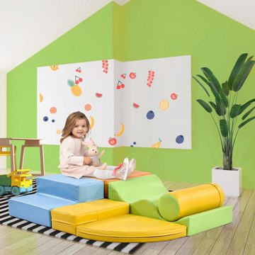 WISHDOR Spielbausteine 6 TLG Riesenbausteine zum Toben & Klettern Großbausteine für Kinder, (bunt, Rutschen und Krabbeln. im Vorschulalter & Babys Softbausteine), Treppe und Rutsche für Kinder Spielzeug zum Klettern