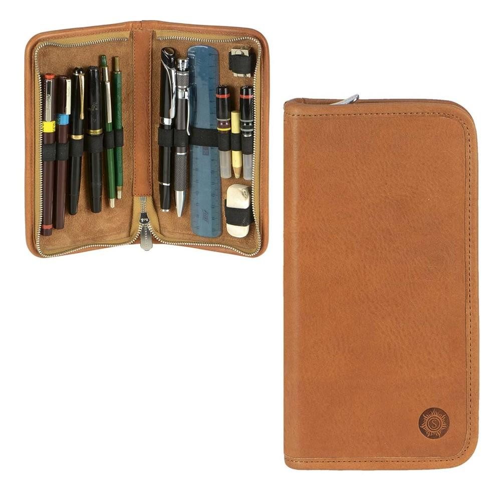 Sonnenleder Schreibgeräteetui Nolte, Stiftetui, Federtasche, süddeutsches Rindleder