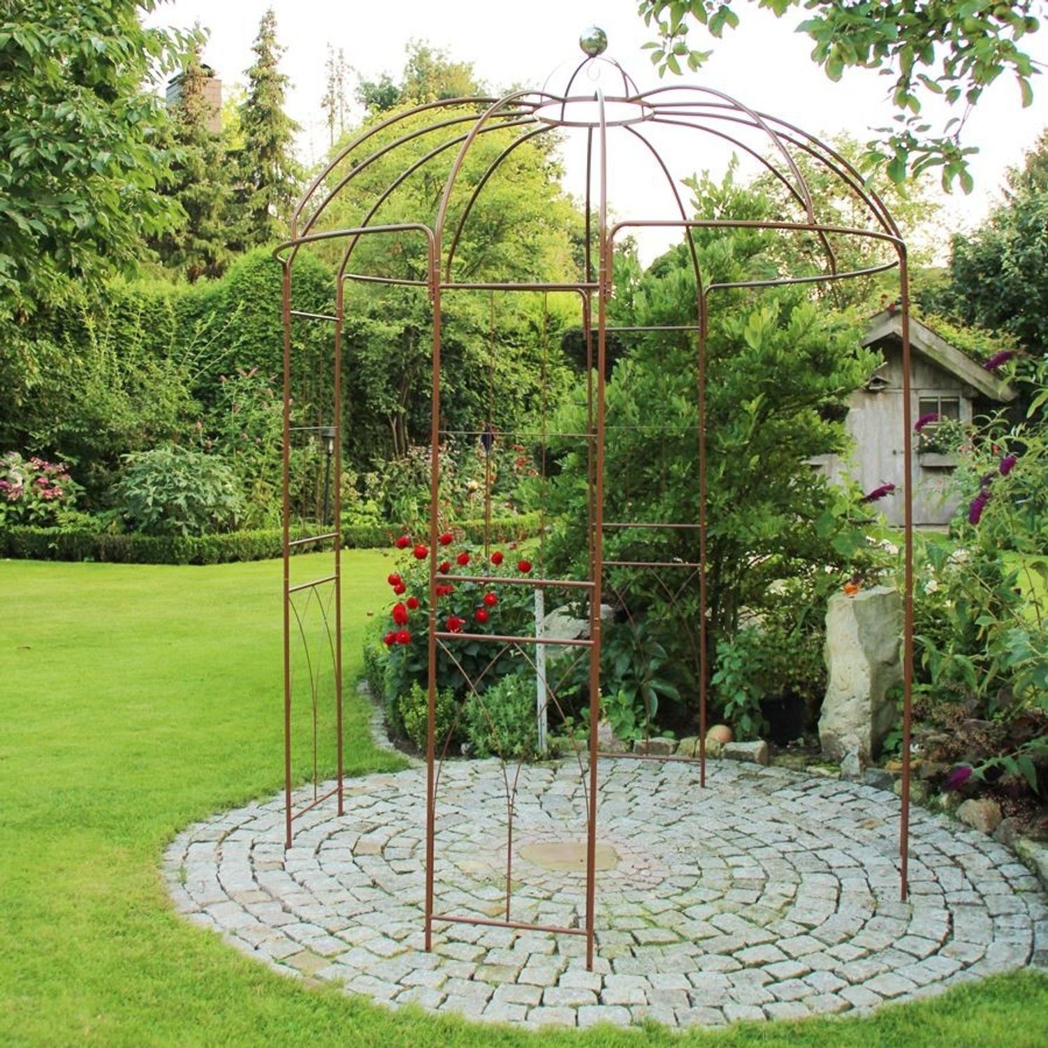 Thumbnail - BURI Rosenbogen Rosenpavillon Metall 270 Höhe Rankhilfe Rankgitter Rosenbogen Garten