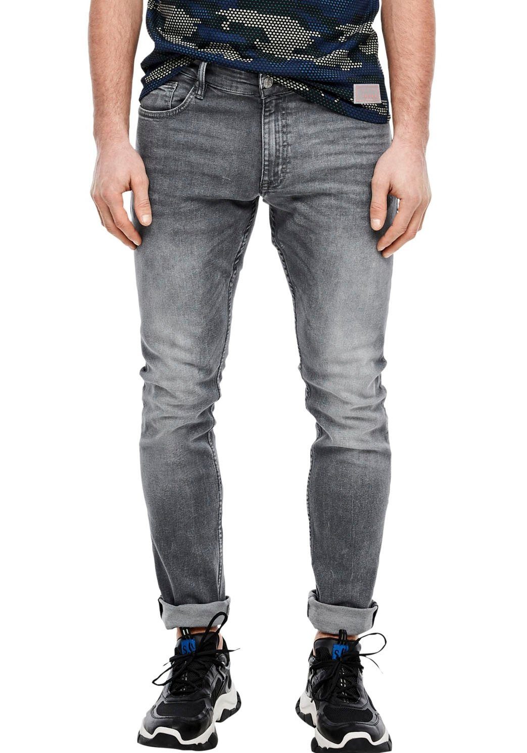 QS 5-Pocket-Jeans grau mit leichten Abriebeffekten