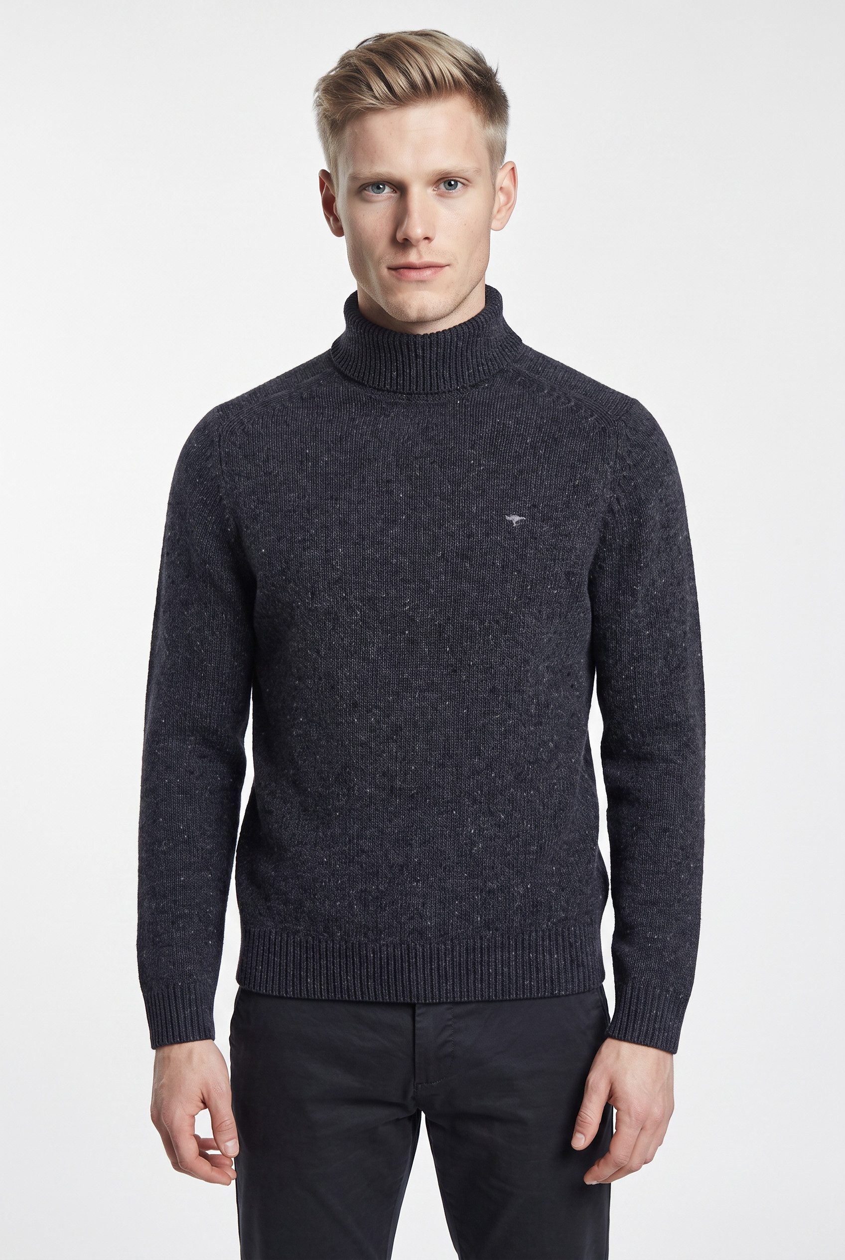 FYNCH-HATTON Rollkragenpullover im Strick-Look meliert