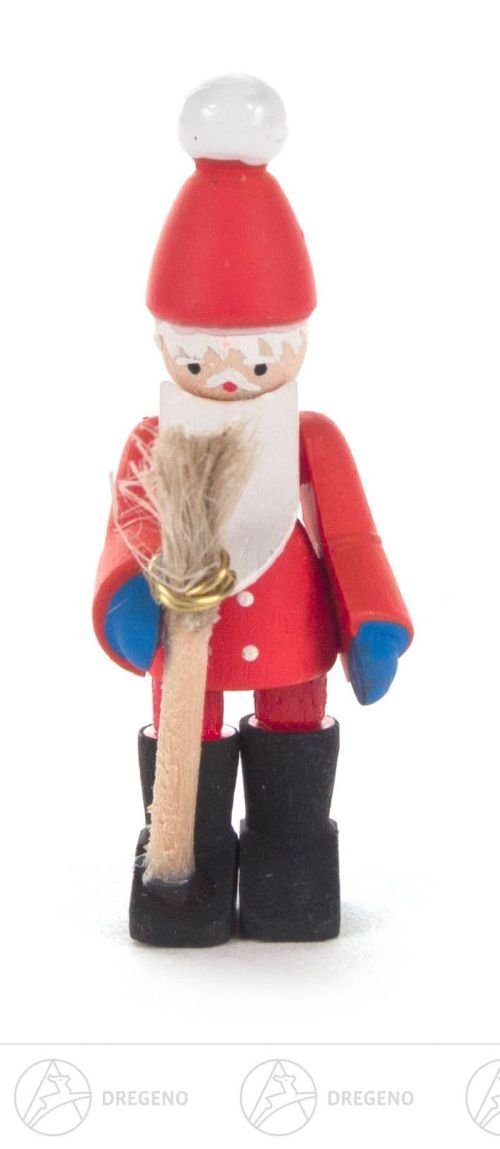 Dregeno Erzgebirge Weihnachtsfigur Miniatur Winterkind Weihnachtsmann Höhe ca 4,5 cm NEU, mit Rute in der Hand