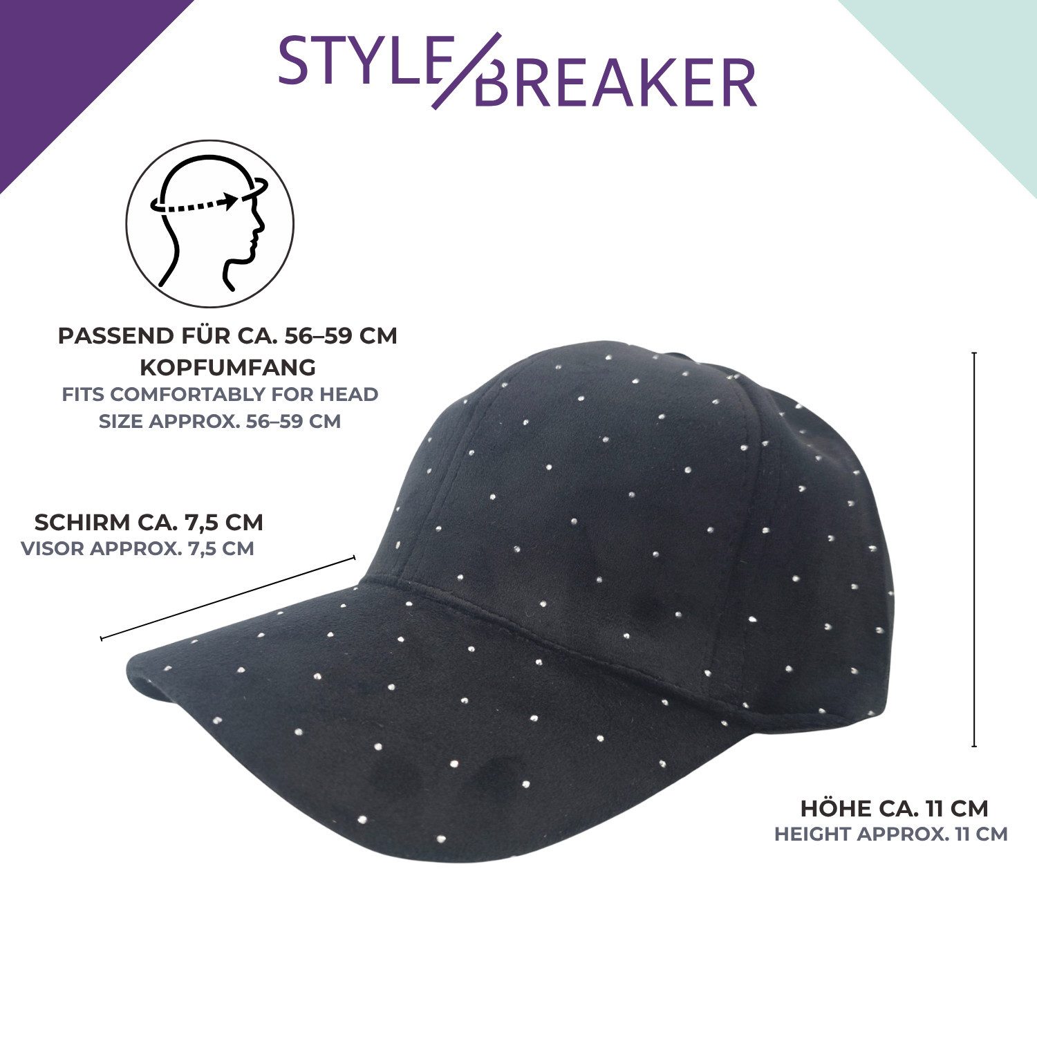styleBREAKER Baseball Cap Samt Baseball Cap mit Strass (1-St)