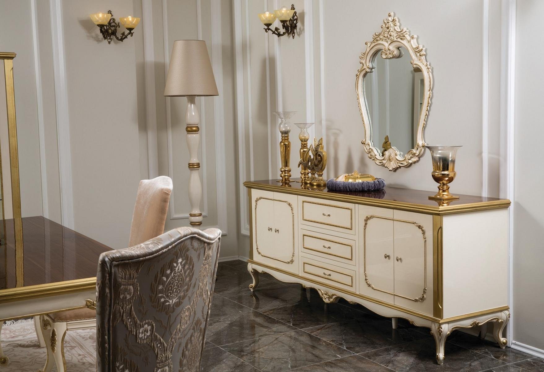 JVmoebel Kommode Italienisches Barock Rokoko Sideboard Möbel aus Holz Gold, Made in Europa