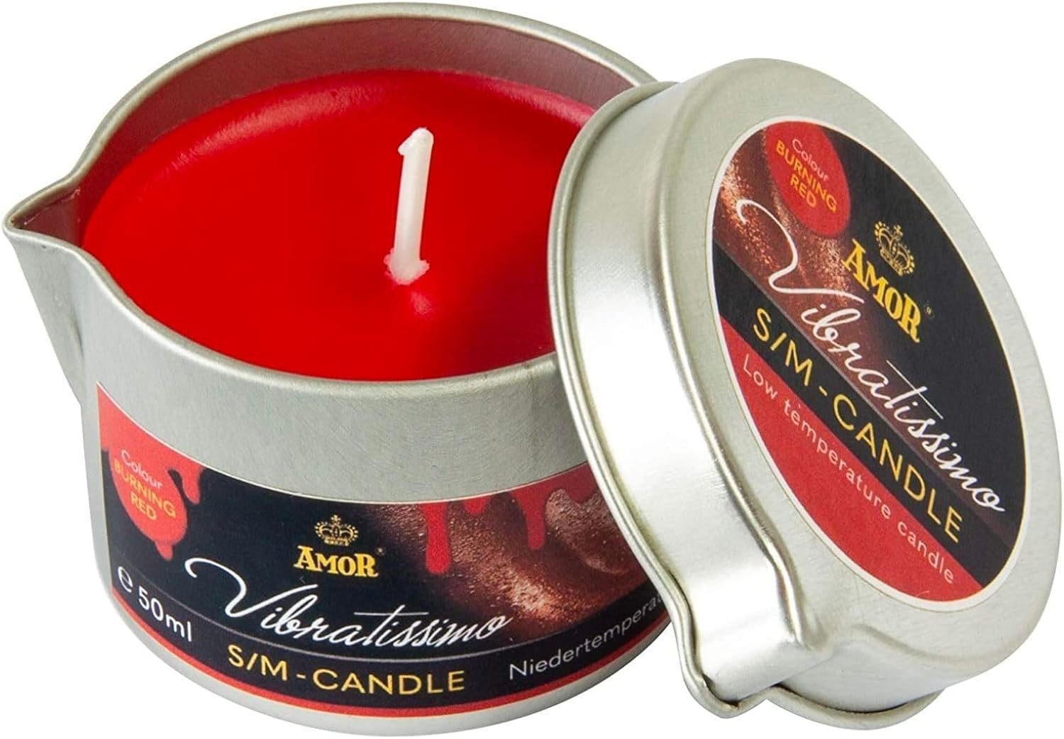 Vibratissimo Massagekerze S/M Kerze 50ml, Niedertemperaturkerze, 1-tlg., verschiedene Farben für aufregende Momente