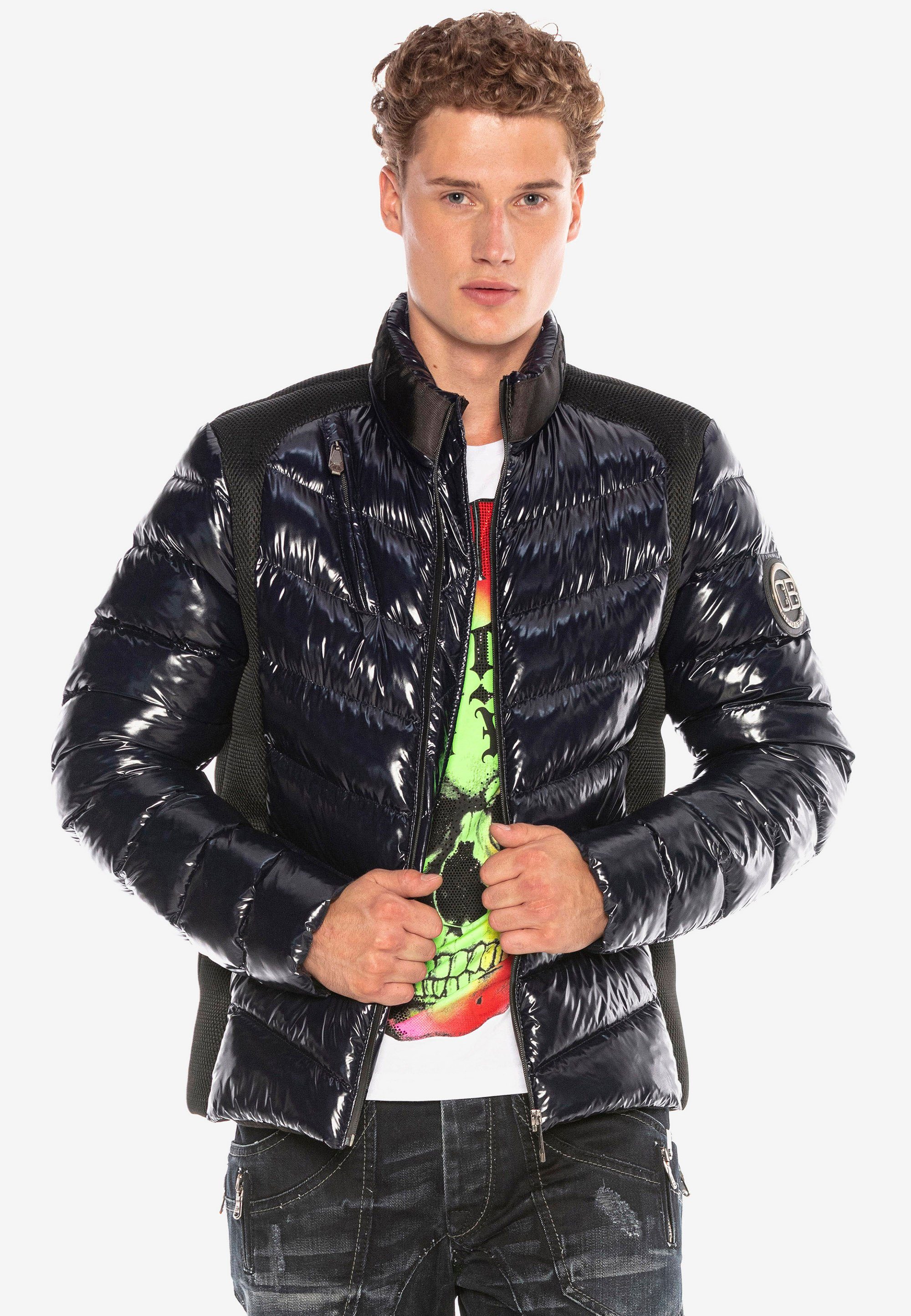 Cipo & Baxx Steppjacke mit Obermaterial glänzendem dunkelblau