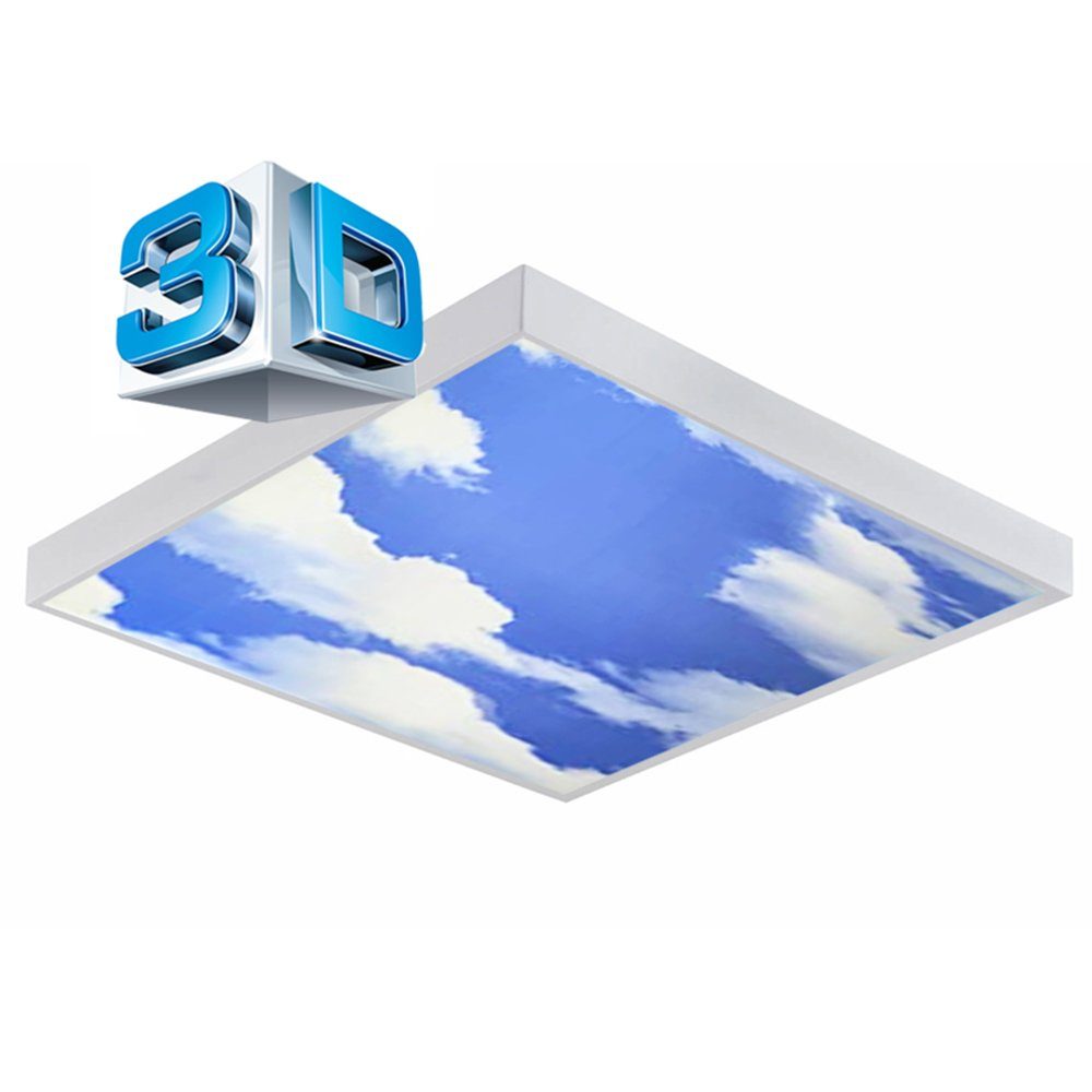 Lecom Deckenleuchten 62x62 Aufputz 3D LED Panel Deckenleuchte, Deckenlampe Panel für Wand und Decke inkl. Aufbaurahmen