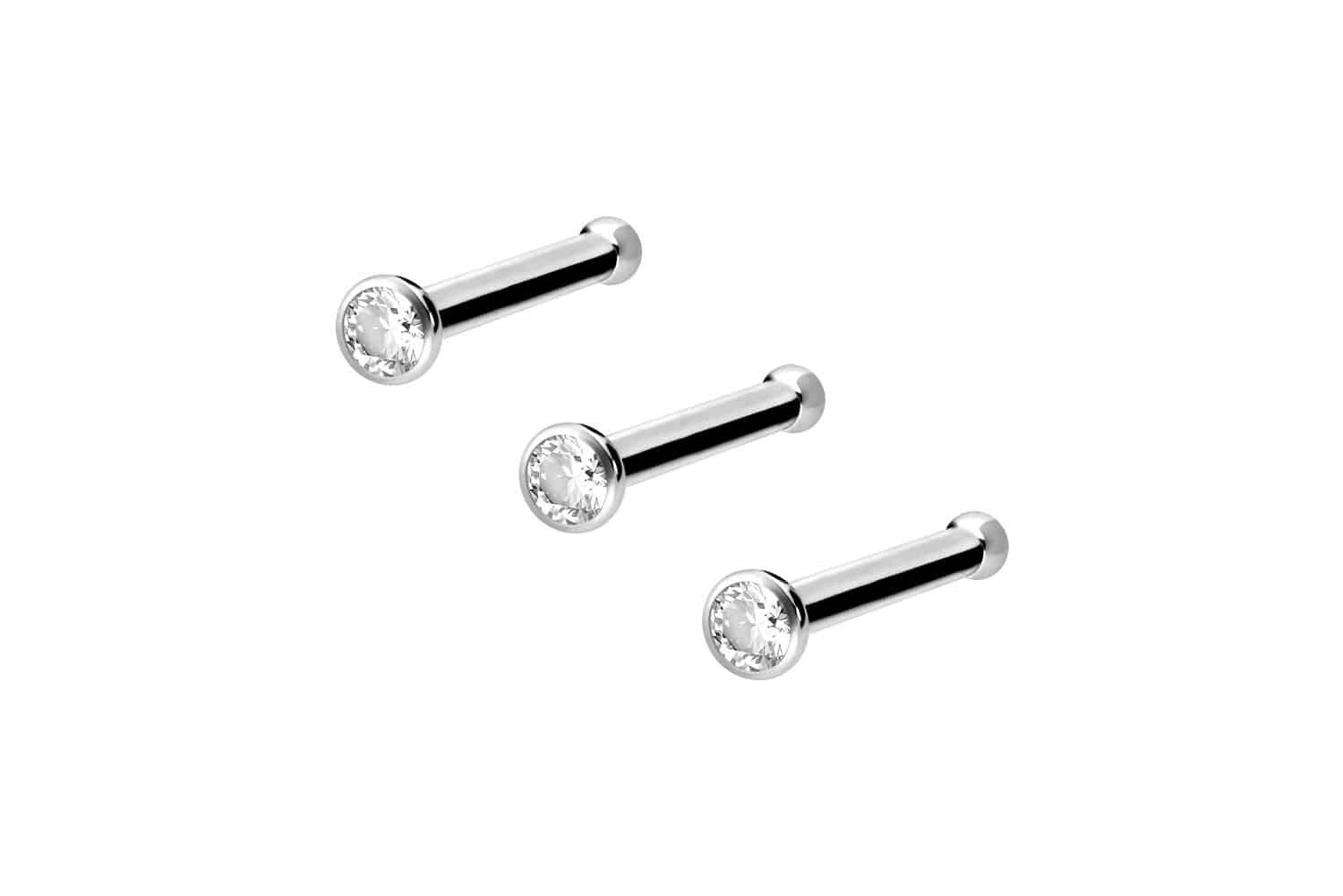 PIERCINGLINE Nasenpiercing 3er Set Chirurgenstahl Nasenstecker Pin KRISTALL (Nasenstecker)