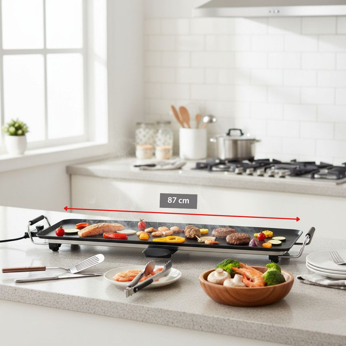 Alpina Grillplattenaufsatz alpina Grillplatte Teppanyaki XL, Aluminium