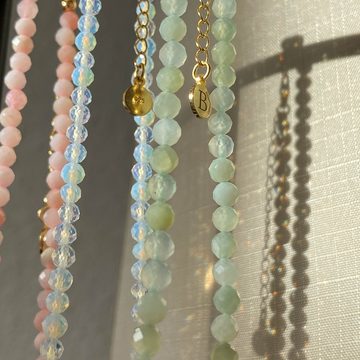 Brandlinger Perlenkette Halskette Zaria, Silber 925 vergoldet, Jade