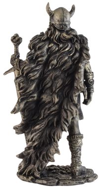 Vogler direct Gmbh Dekofigur Nordischer Wikinger - In Rüstung mit Helm und Schwert, mit Silberfarbe handcoloriert, aus Kunststein, LxBxH ca. 11x6x19cm