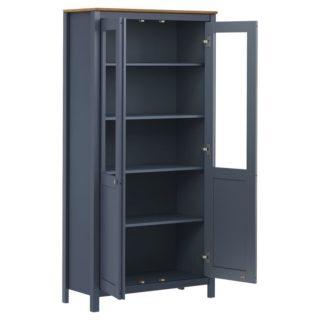 vidaXL Highboard NA Highboard Hill Grau 85x37x170,5 cm Massivholz Kiefer Kommode Glas V