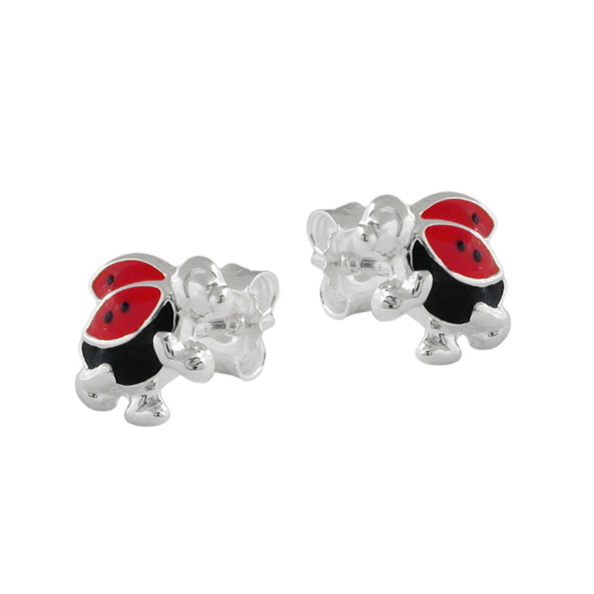 schmuck23 Paar Ohrstecker Kinder Ohrringe Marienkäfer 925 Silber,  Kinderschmuck Mädchen Geschenk echte Silberohrringe, Hochglanzpoliert und  Anlaufgeschützt