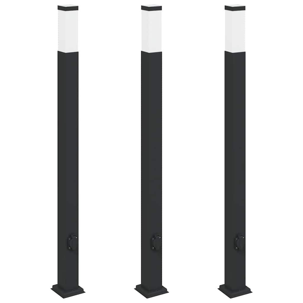vidaXL Deckenleuchte Pollerleuchten mit Steckdose 3 Stk. 110 cm Schwarz IP44