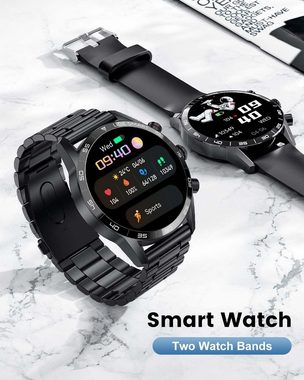 Lige Smartwatch (1,32 Zoll, Andriod iOS), Herren mit Telefonfunktion SprachassistentAkkulaufzeit mit 20Sportmodi