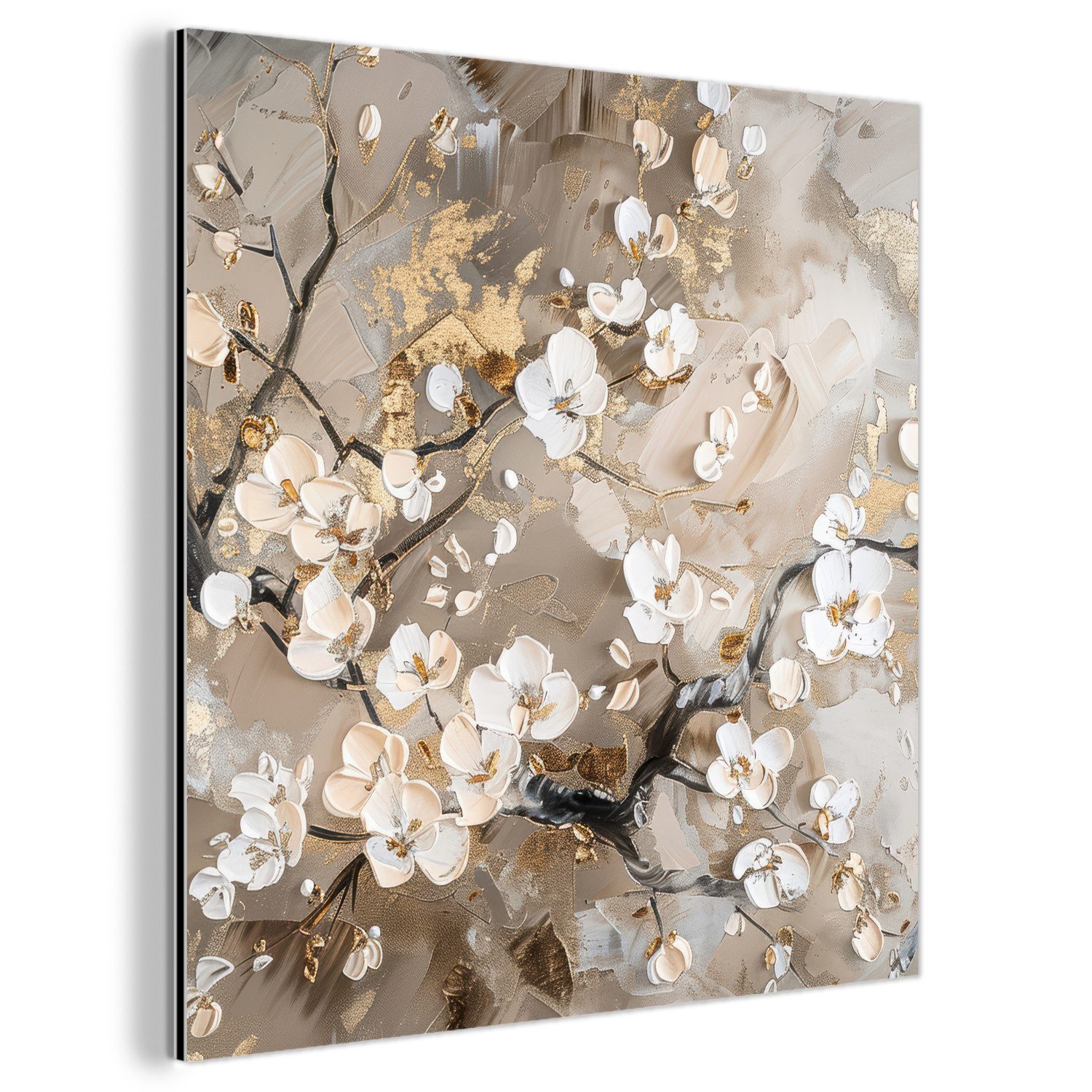 MuchoWow Metallbild Blumen - Weiß - günstig online kaufen
