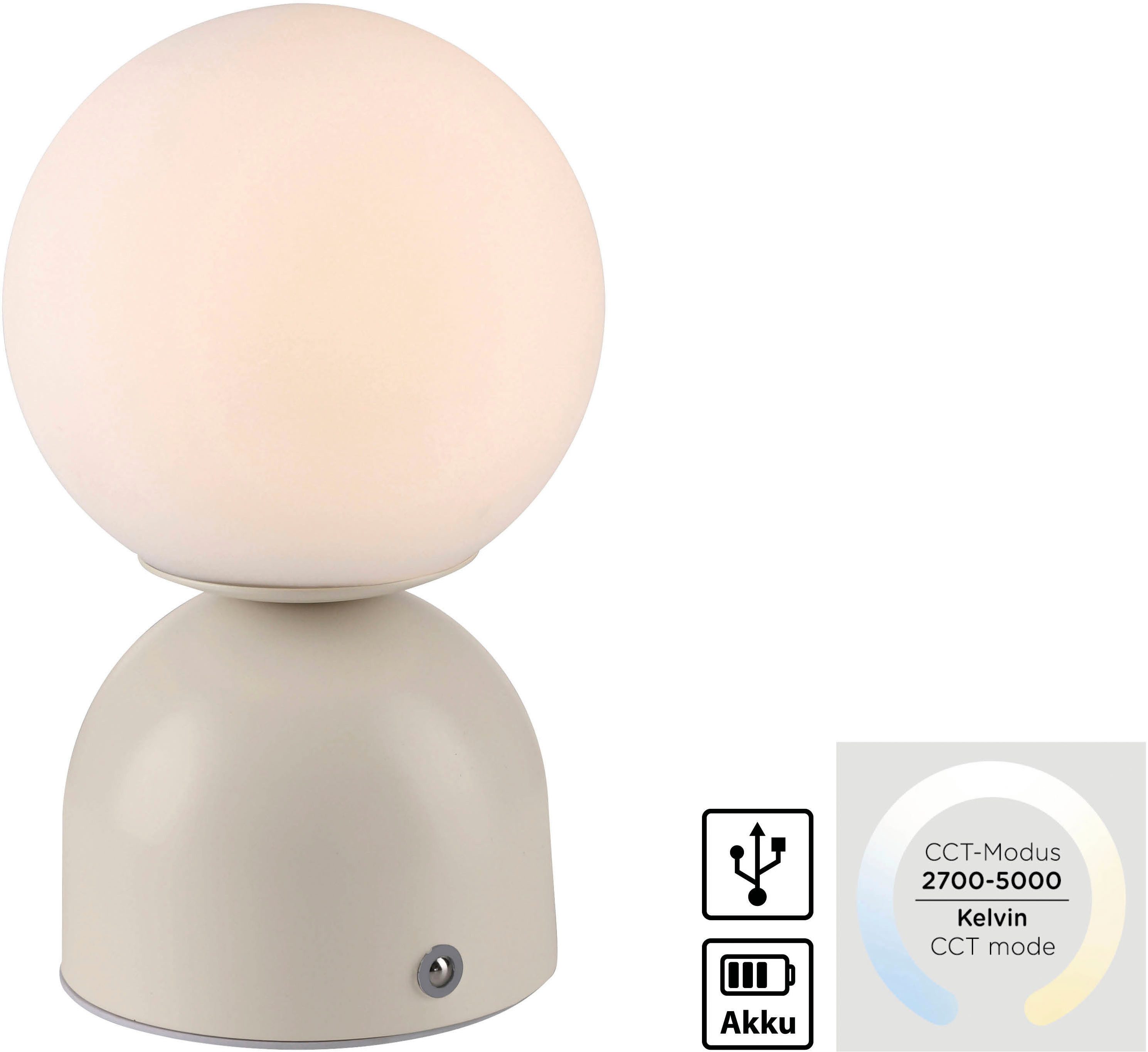 SCHÖNER WOHNEN-Kollektion LED Tischleuchte RUDI, Farbsteuerung, LED fest integriert, warmweiß - kaltweiß, SCHÖNER WOHNEN Kollektion, CCT 3000-6000K, Touchdimmer – Bild 3 von 5