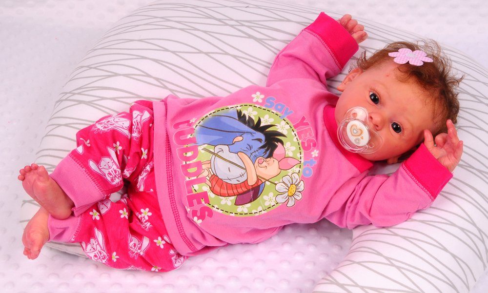 Pyjama Schlafanzug für Baby KinderZweiteilr Hose Langarmshirt in Pink aus Baumwolle, 62 68 74 80 86 92 98 104
