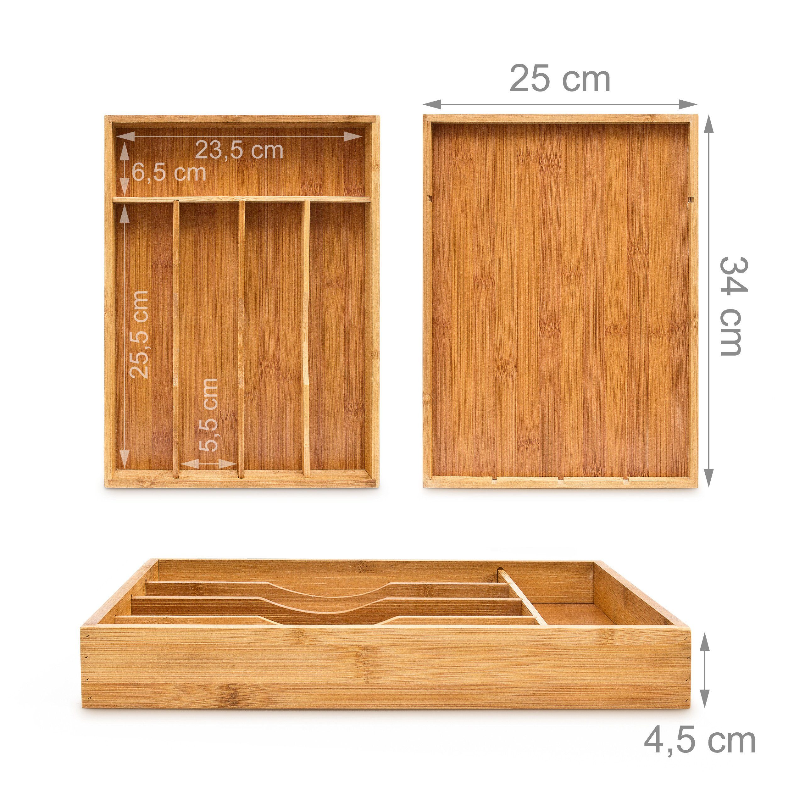 relaxdays Bambus Besteckkasten Besteckkasten 34x25x4,5cm