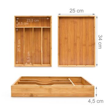 relaxdays Besteckkasten Besteckkasten Bambus 34x25x4,5cm