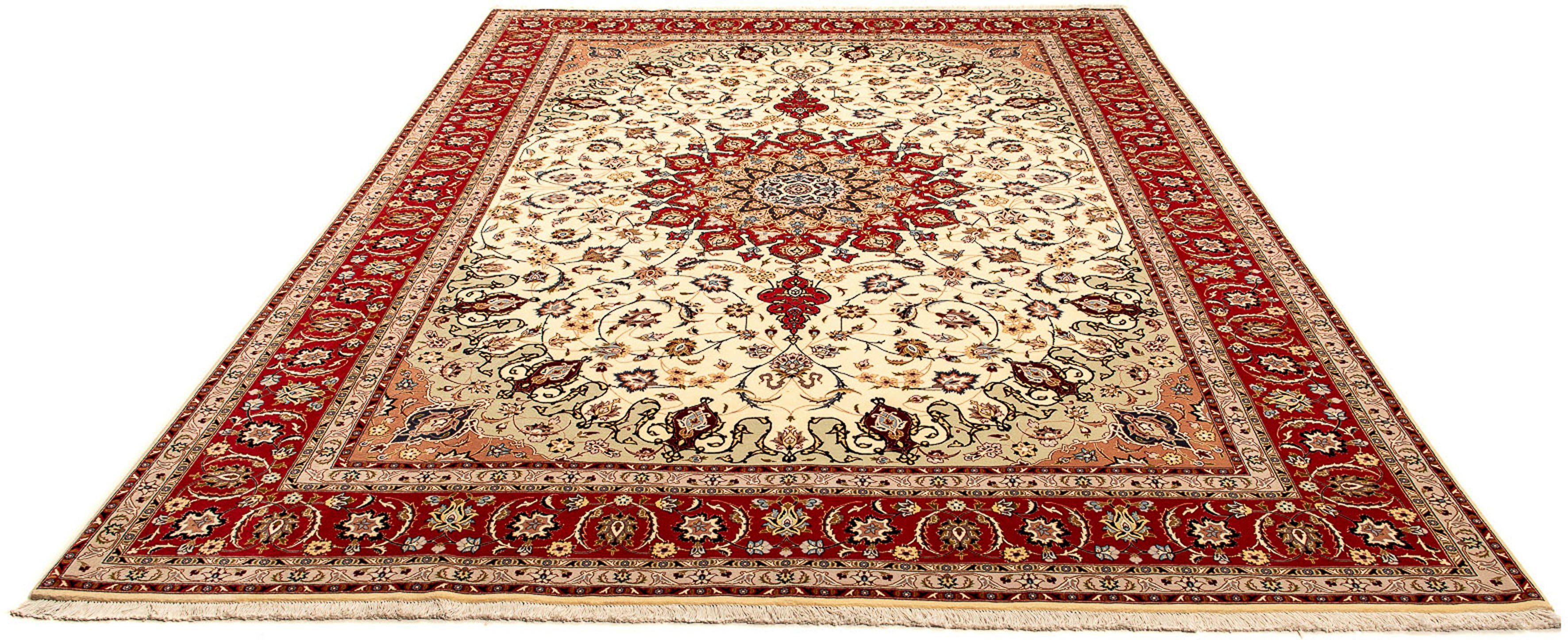 Orientteppich Perser - Täbriz - Royal - 345 x 250 cm - beige, morgenland, rechteckig, Höhe: 7 mm, Wohnzimmer, Handgeknüpft, Einzelstück mit Zertifikat