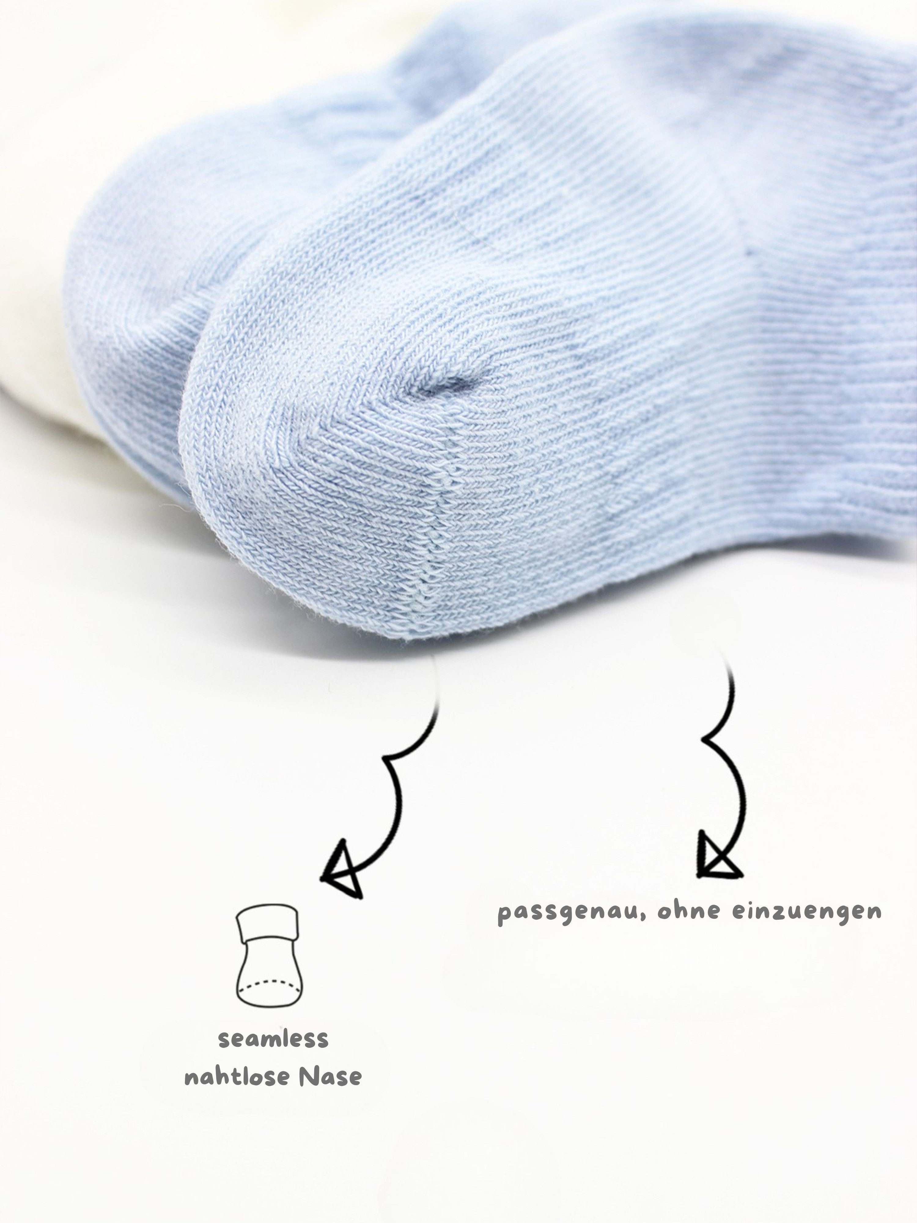 bistyle Sneakersocken (6er Pack) Sneakersocken Babys Jungen Mädchen Babysocken Kurzsocken (Set, 6-Paar, 6er-Pack) Bio-Baumwolle GOTS zertifiziert 0-6 Monate bis 2-3 Jahre