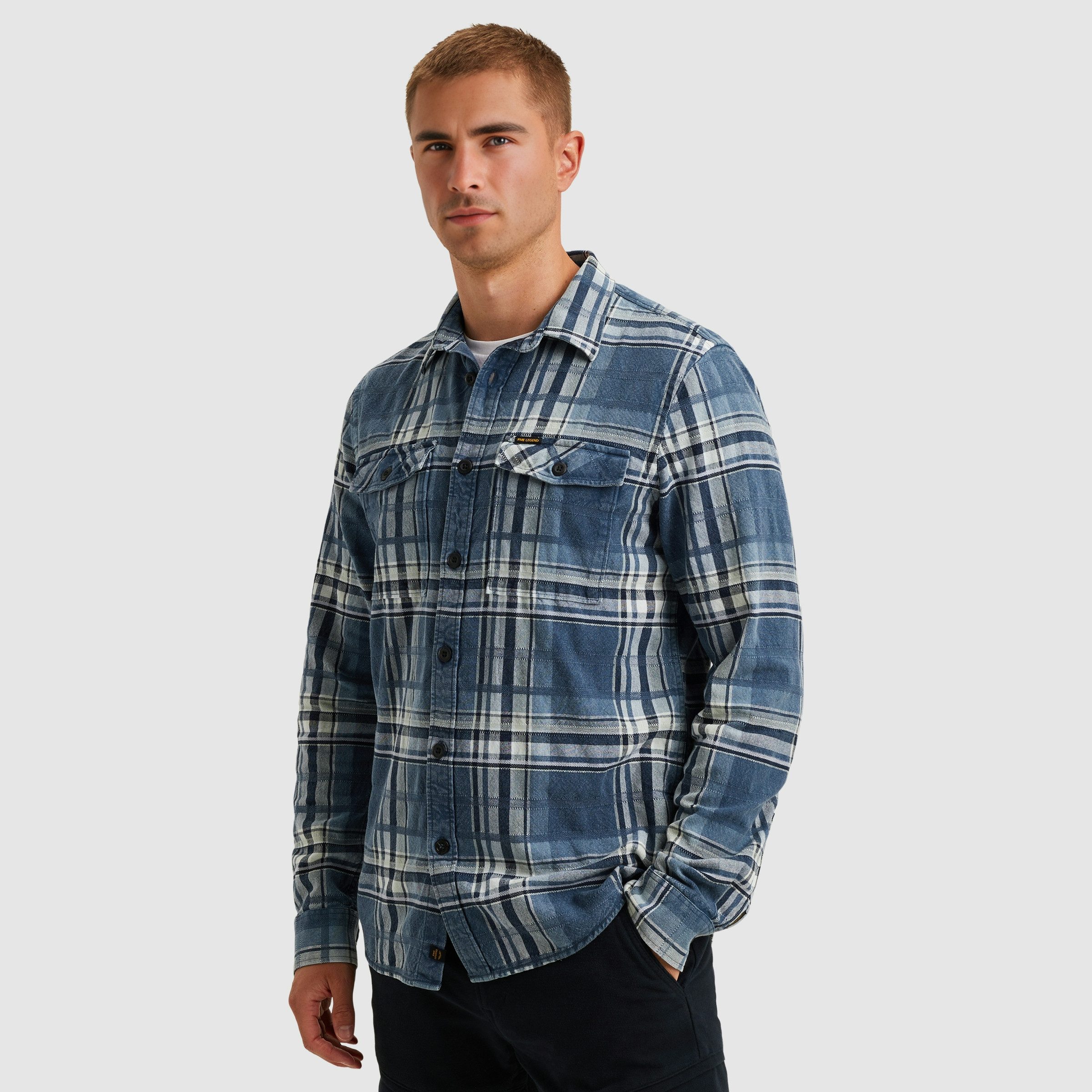 PME LEGEND Langarmhemd mit Karo Muster