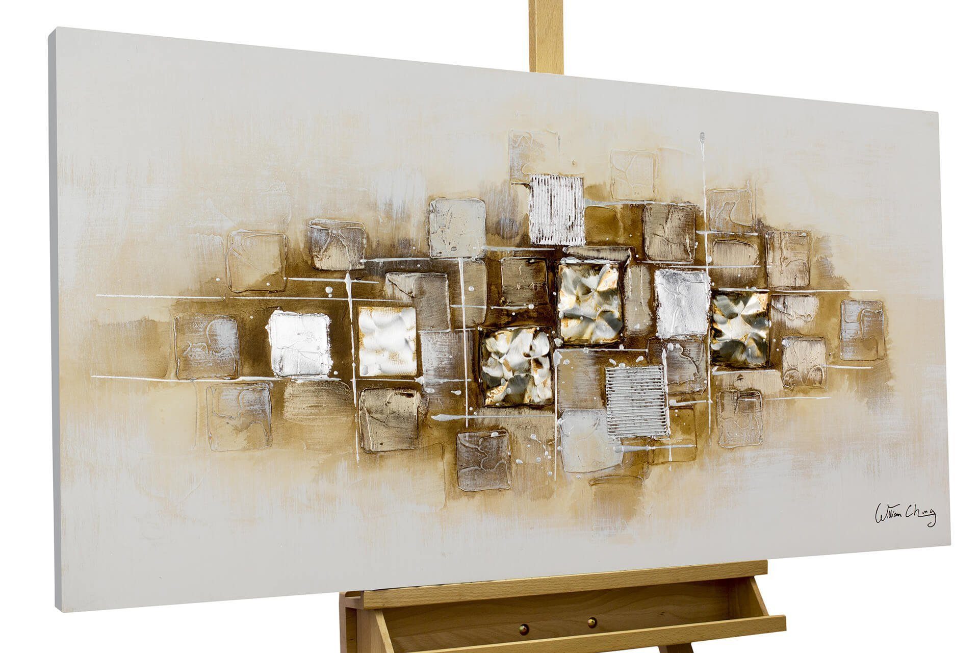 as Wandbild HANDGEMALT Slick 120x60 cm, Gemälde 100% KUNSTLOFT Wohnzimmer Brick a Leinwandbild