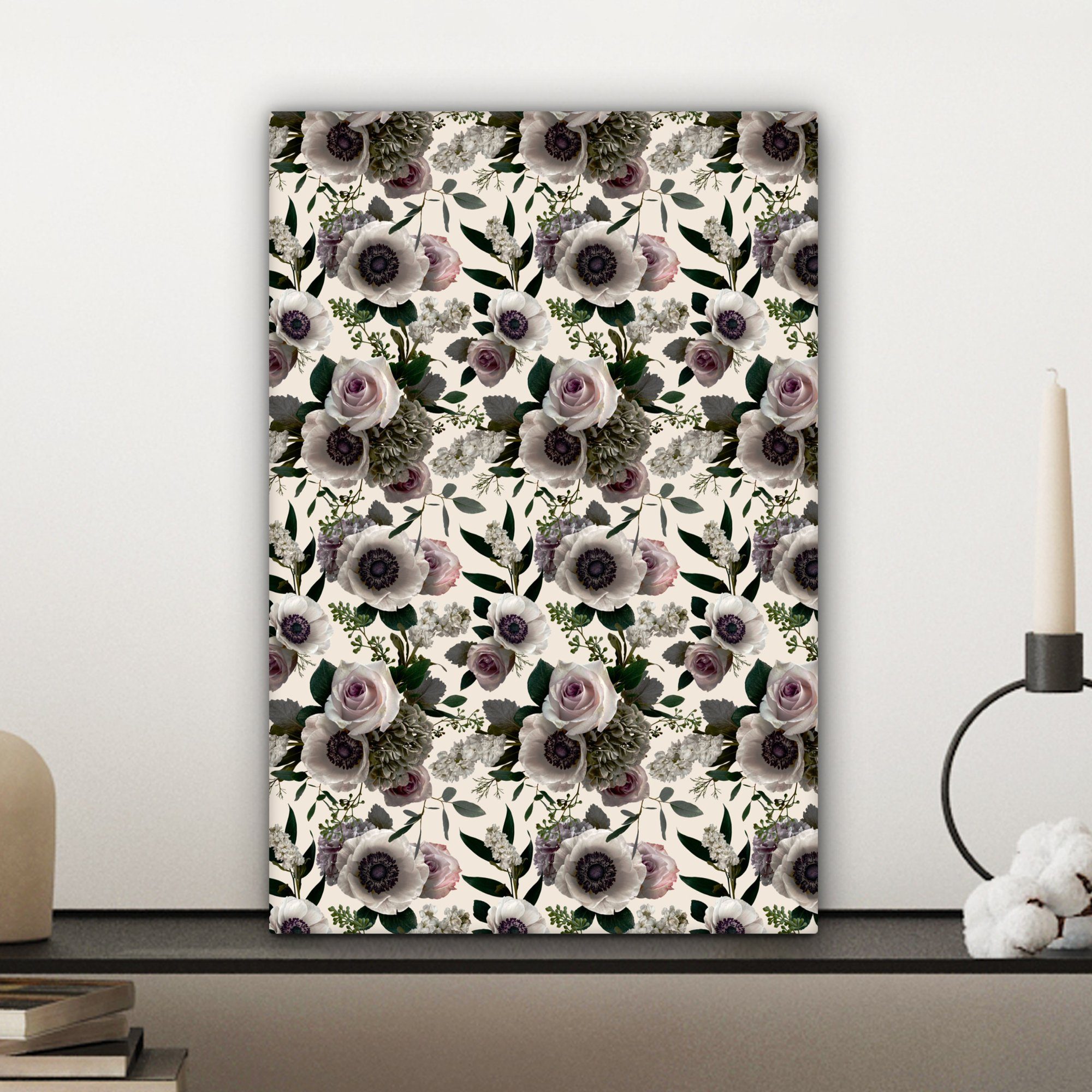 inkl. Muster bespannt Zackenaufhänger, Anemone, Gemälde, 20x30 OneMillionCanvasses® - St), (1 Leinwandbild fertig Blumen - Leinwandbild cm
