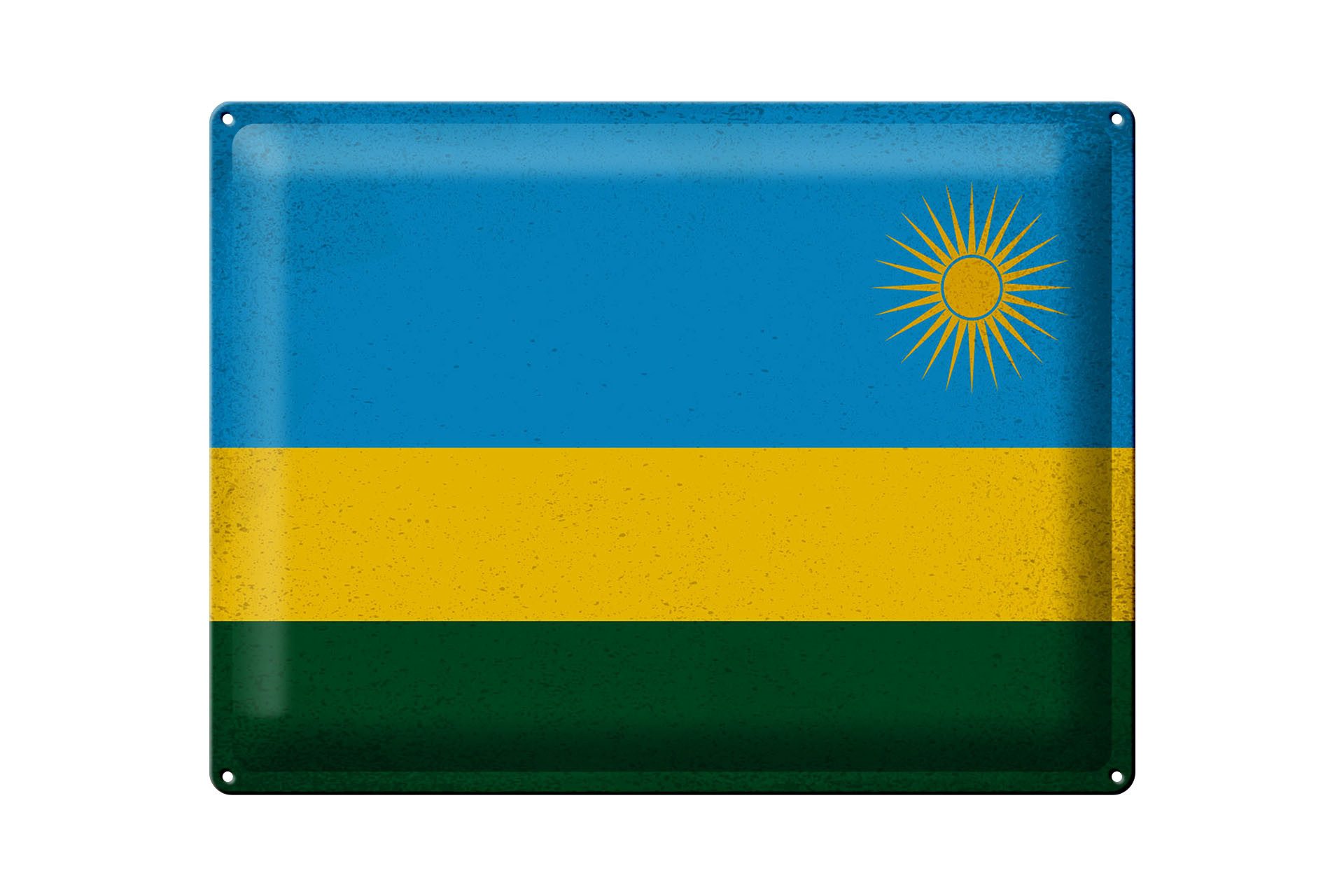 Metallschild Flagge Ruanda 40x30cm Flag of Rwanda Vintage