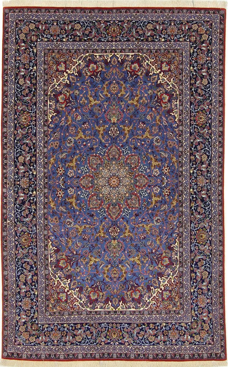 Orientteppich Isfahan Seidenkette 153x244 Handgeknüpfter Orientteppich, Nain Trading, rechteckig, Höhe: 6 mm