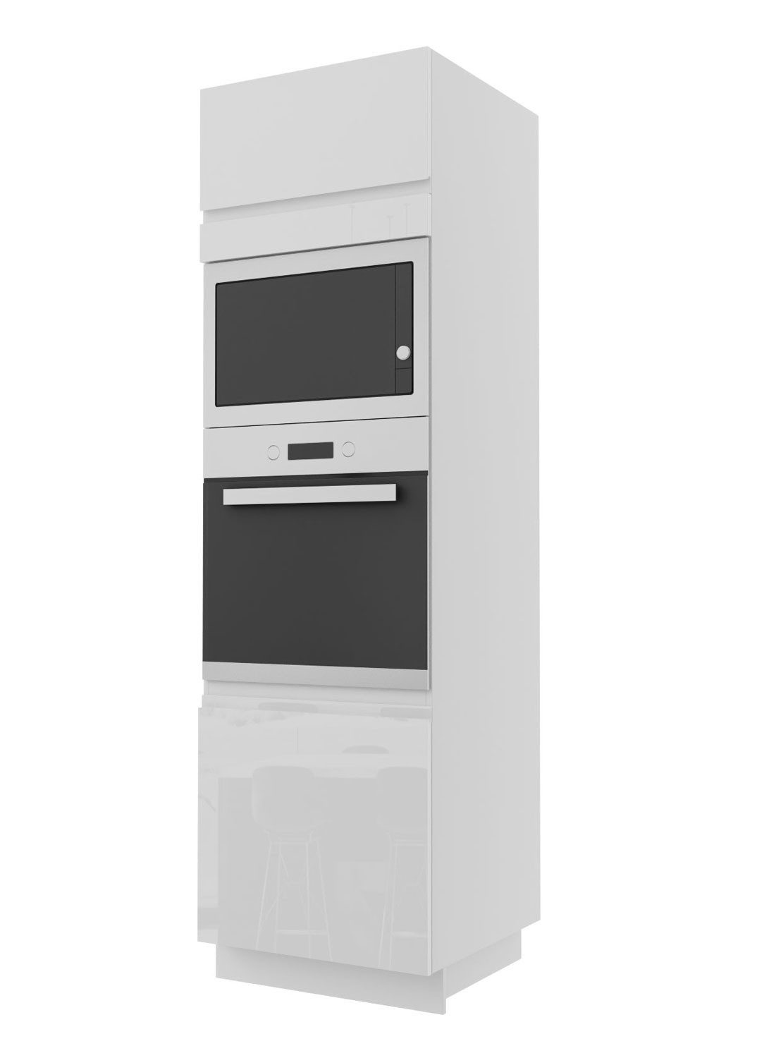 Feldmann-Wohnen Backofenumbauschrank Florence (Türscharniere mit Soft-Close-Funktion, 1-St., 60x59x207cm, mit hochwertig lackierten Fronten) grau / Wunschfarbe ICA® oder RAL K5 (FL-D14/RU/60/207)