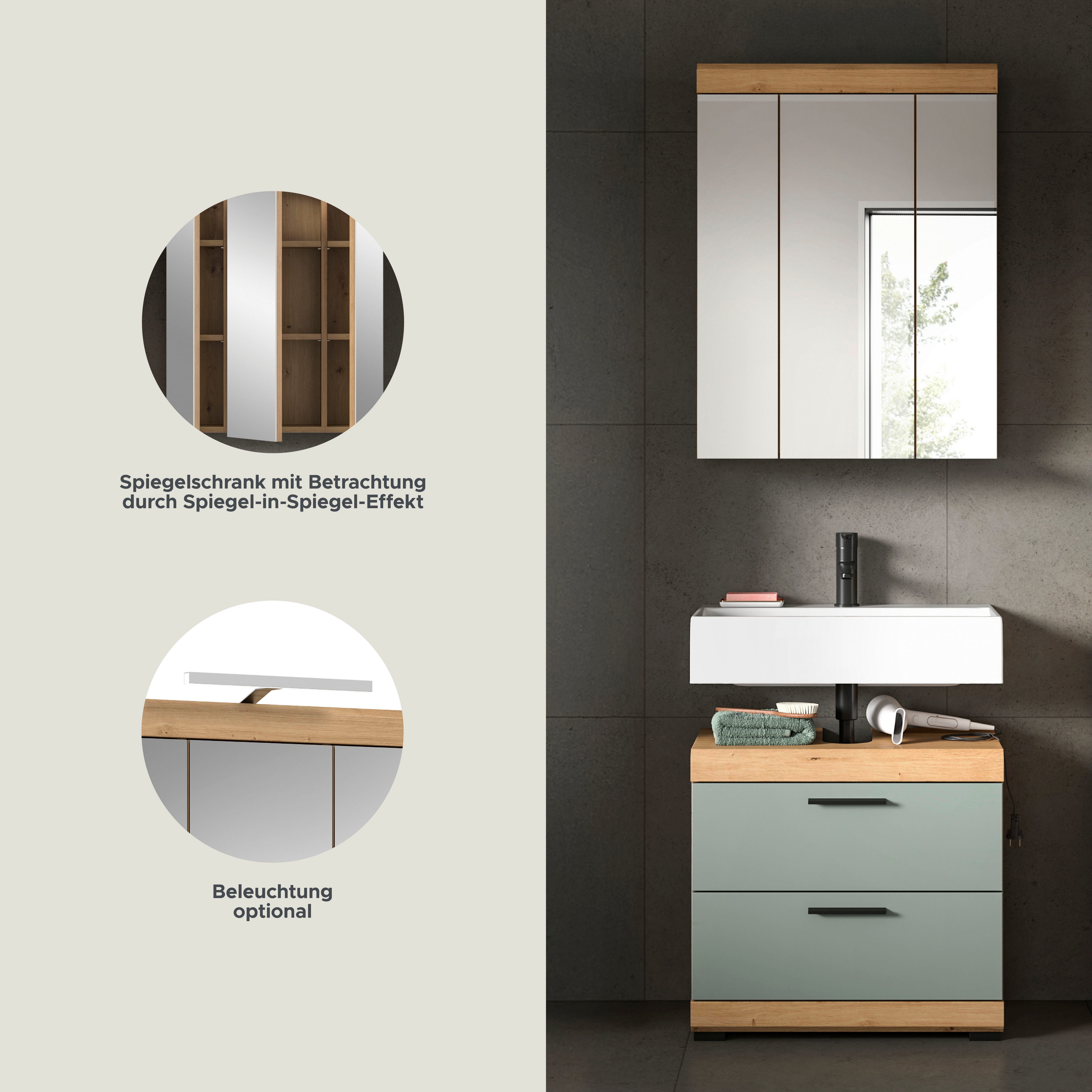 welltime Badmöbel-Set SIENA, 2 tlg., bestehend aus: Waschbeckenunterschrank, Spiegelschrank, (Set, 2-St., TOPSELLER), in verschiedenen Farben erhältlich, Badmöbel, Kombination, Badezimmer