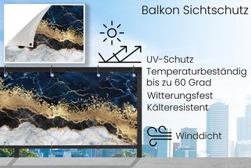 MuchoWow Balkonsichtschutz Marmor - Weiß - Gold - Luxus (1-St) Balkonbanner, Sichtschutz für den Balkon, Robustes und wetterfest