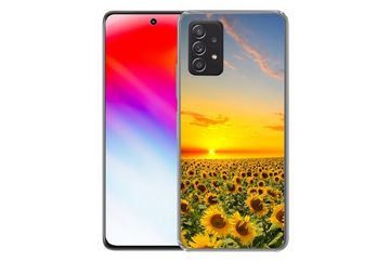 MuchoWow Handyhülle Blumen - Sonnenblume - Sonnenuntergang - Nacht - Orange, Phone Case, Handyhülle Samsung Galaxy A53, Silikon, Schutzhülle