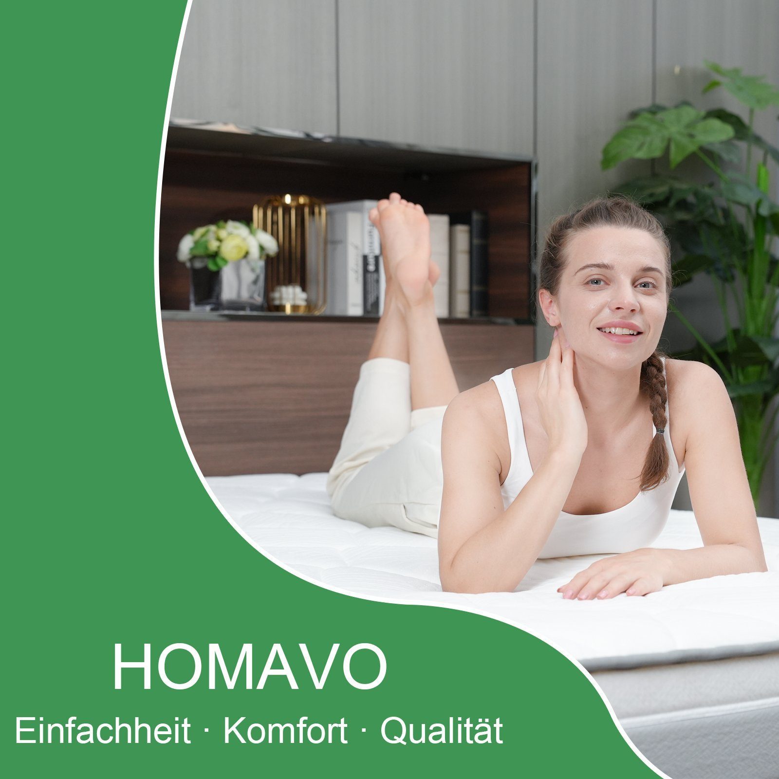 Taschenfederkernmatratze Federkernmatratze, 10 Schichten aus hochwertigem Material , 7 Zonen, HOMAVO, 25 cm hoch, INTEGRIERTER TOPPER