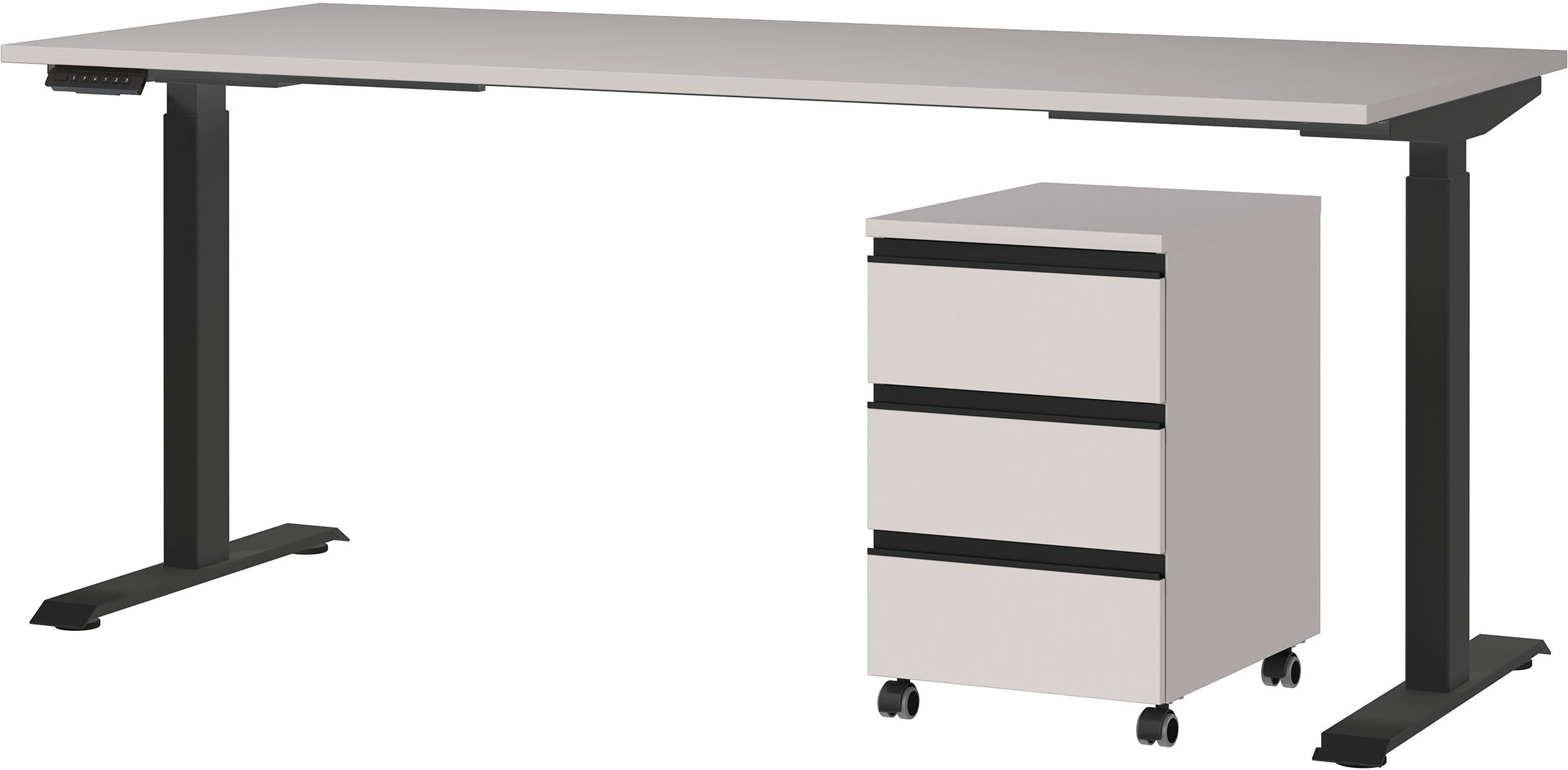 GERMANIA Büromöbel-Set Lemont, (2-tlg), Set bestehend aus höhenverstellbarem Schreibtisch und Rollcontainer
