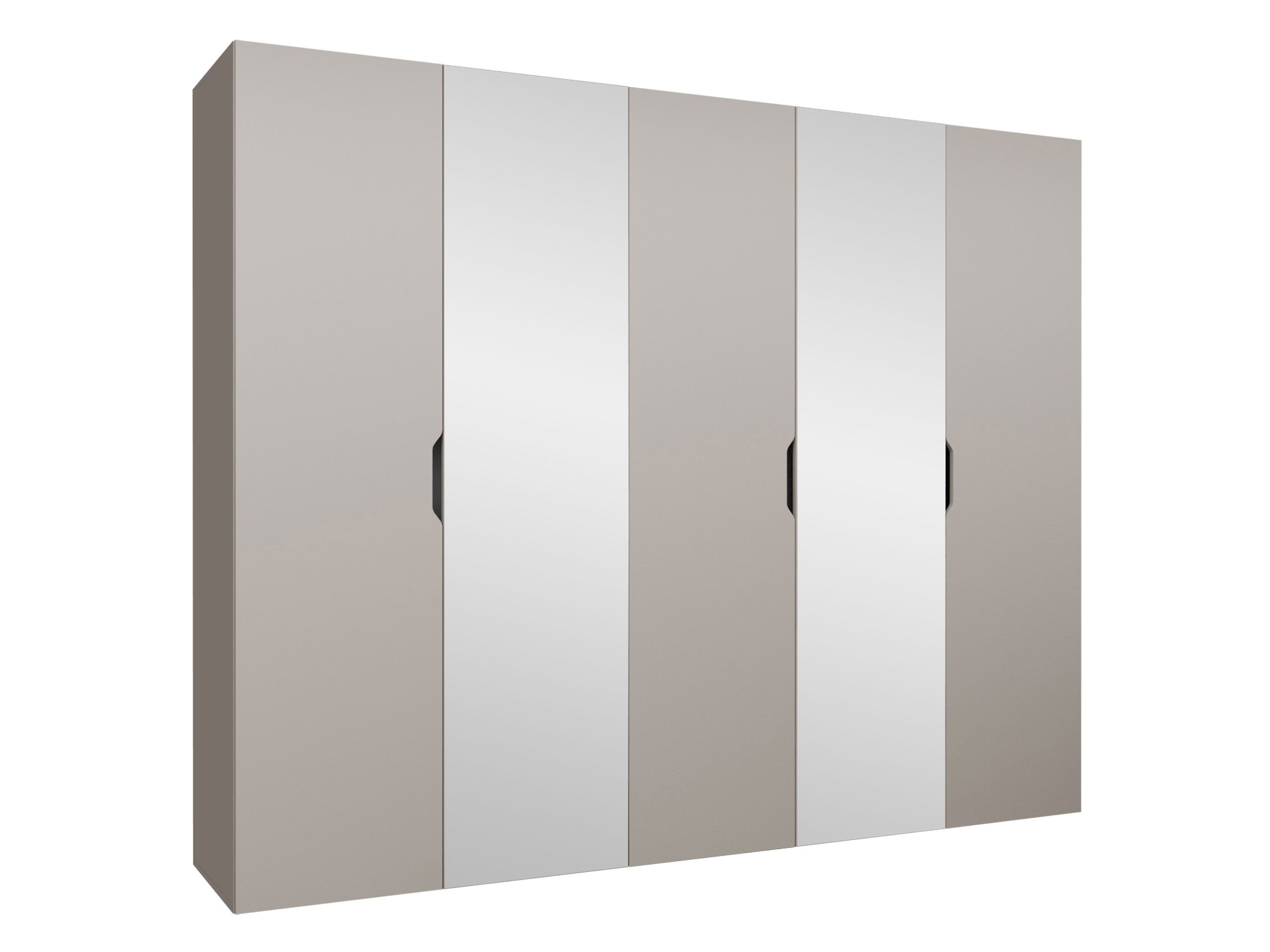 MIRJAN24 Kleiderschrank Malaga 250 mit Frontspiegel (mit fünf Drehtüren) gedämpftem Schließsystem, 250x52x202 cm