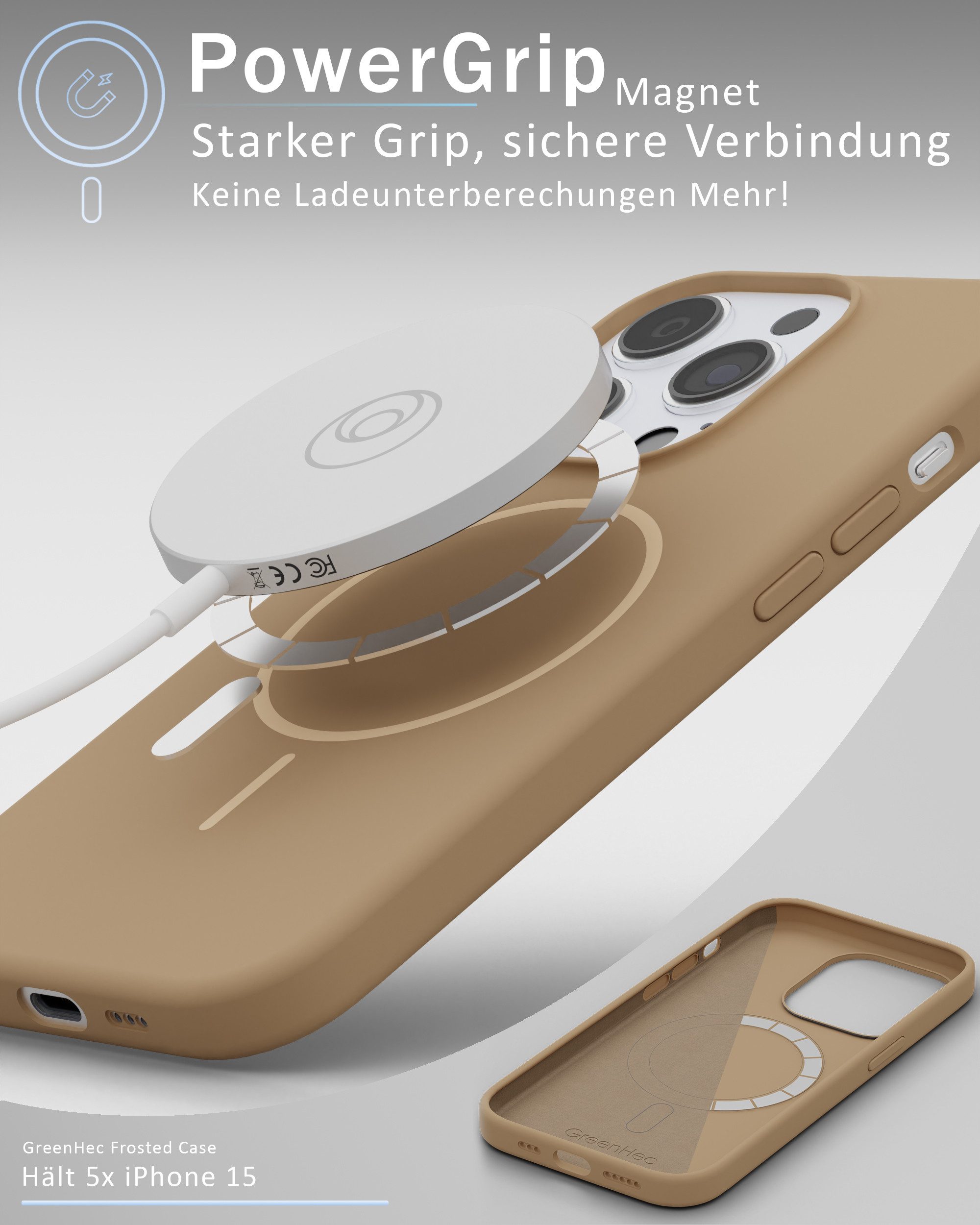 GreenHec Handyhülle Handyhülle Silikon iPhone 16 15 14 13 12 Pro Max Plus MagSafe 6.7 Zoll, Magnetisch Weiß Case Cover Schutz - Pink Blau Schwarz Braun Weiß