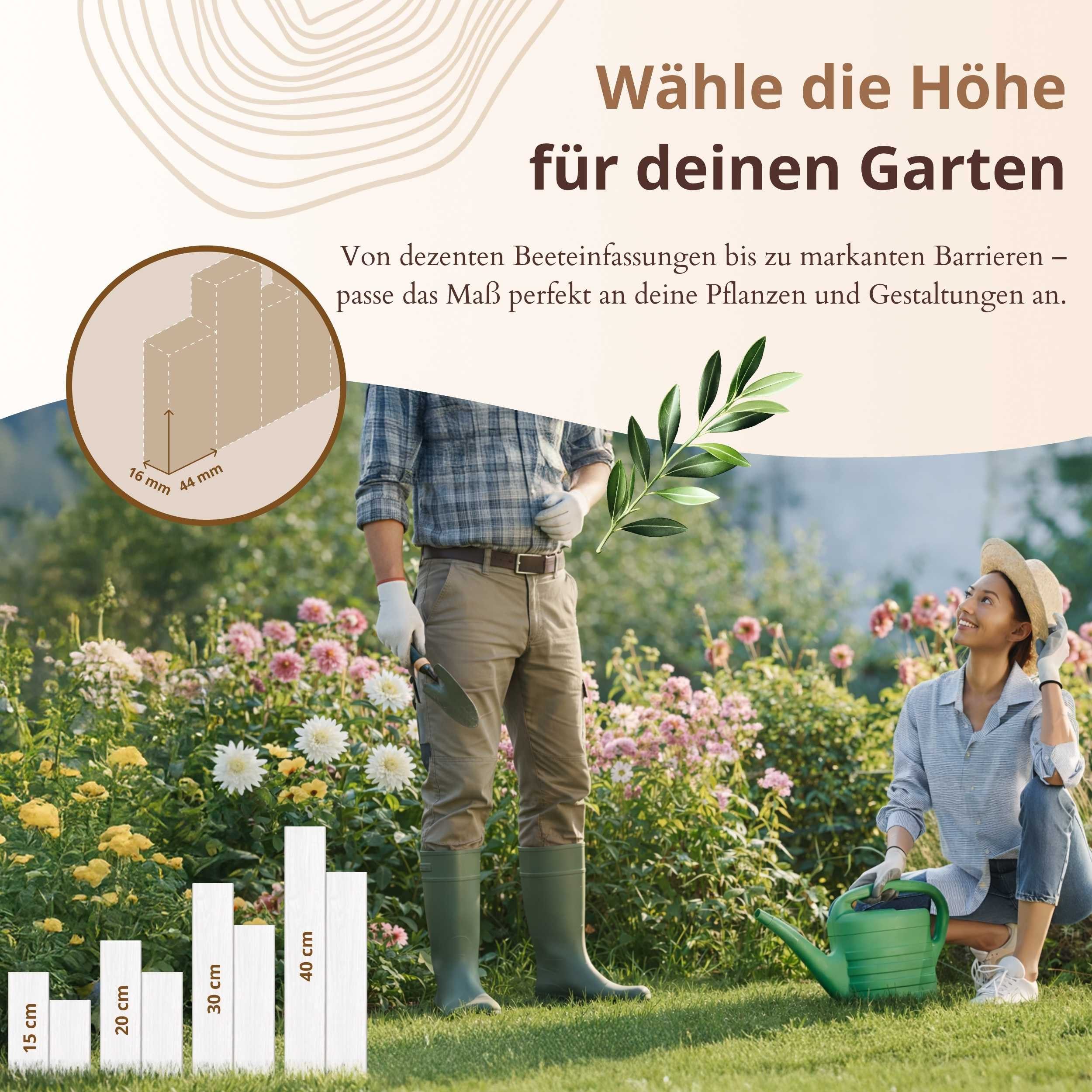 Floranica Palisade Beeteinfassung Beetumrandung Rasenkante Rollzaun Holzzaun Gartenzaun, LxH: 200x15 cm, Grün, Umzäunung für Garten Blumenbeetee Wege Dekozaun Rasenbegrenzung
