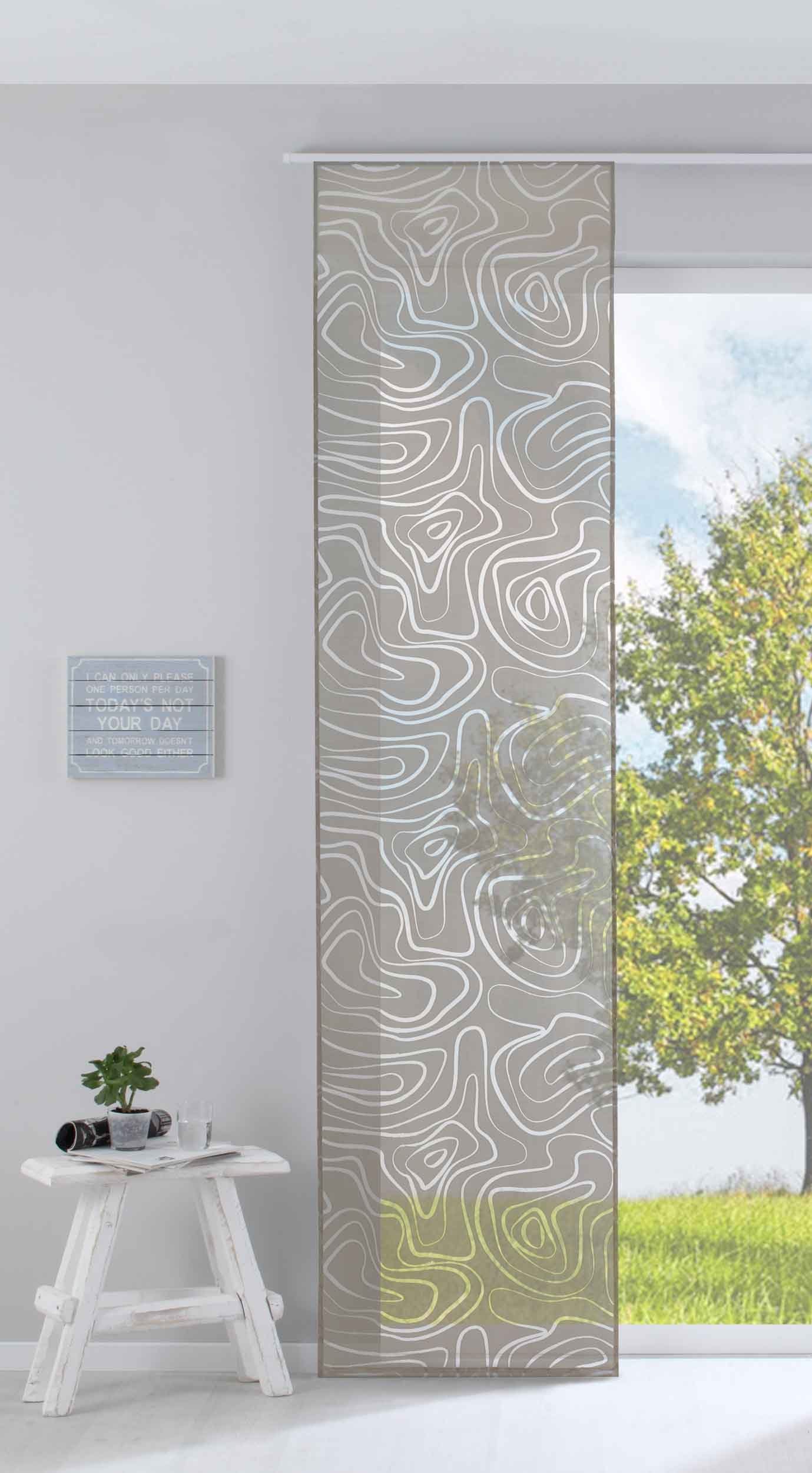 Gardinenbox Schiebegardine (1 St), Klettband, blickdicht, Raumtrenner Flächenvorhang Lasercut »Regio« Paneelwagen 85614