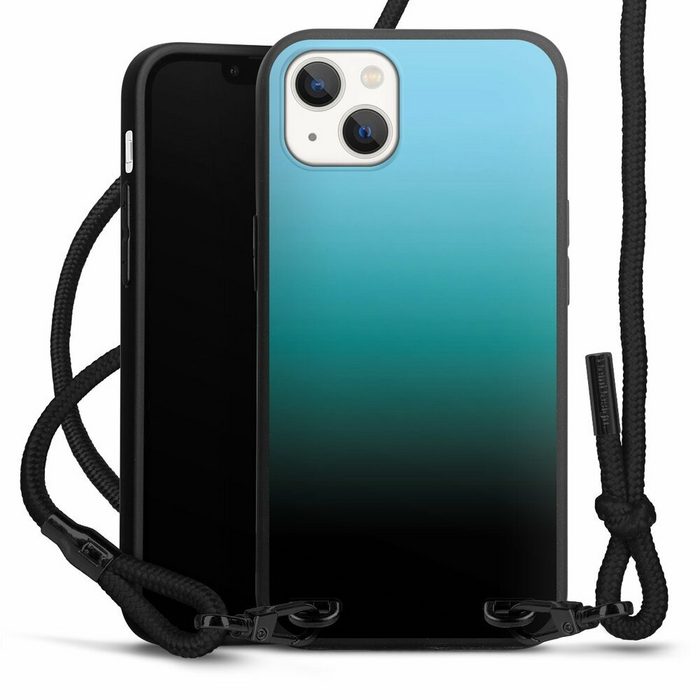 DeinDesign Handyhülle zweifarbig Farbverlauf schwarz Modern Darkness Apple iPhone 13 Premium Handykette Hülle mit Band Case zum Umhängen