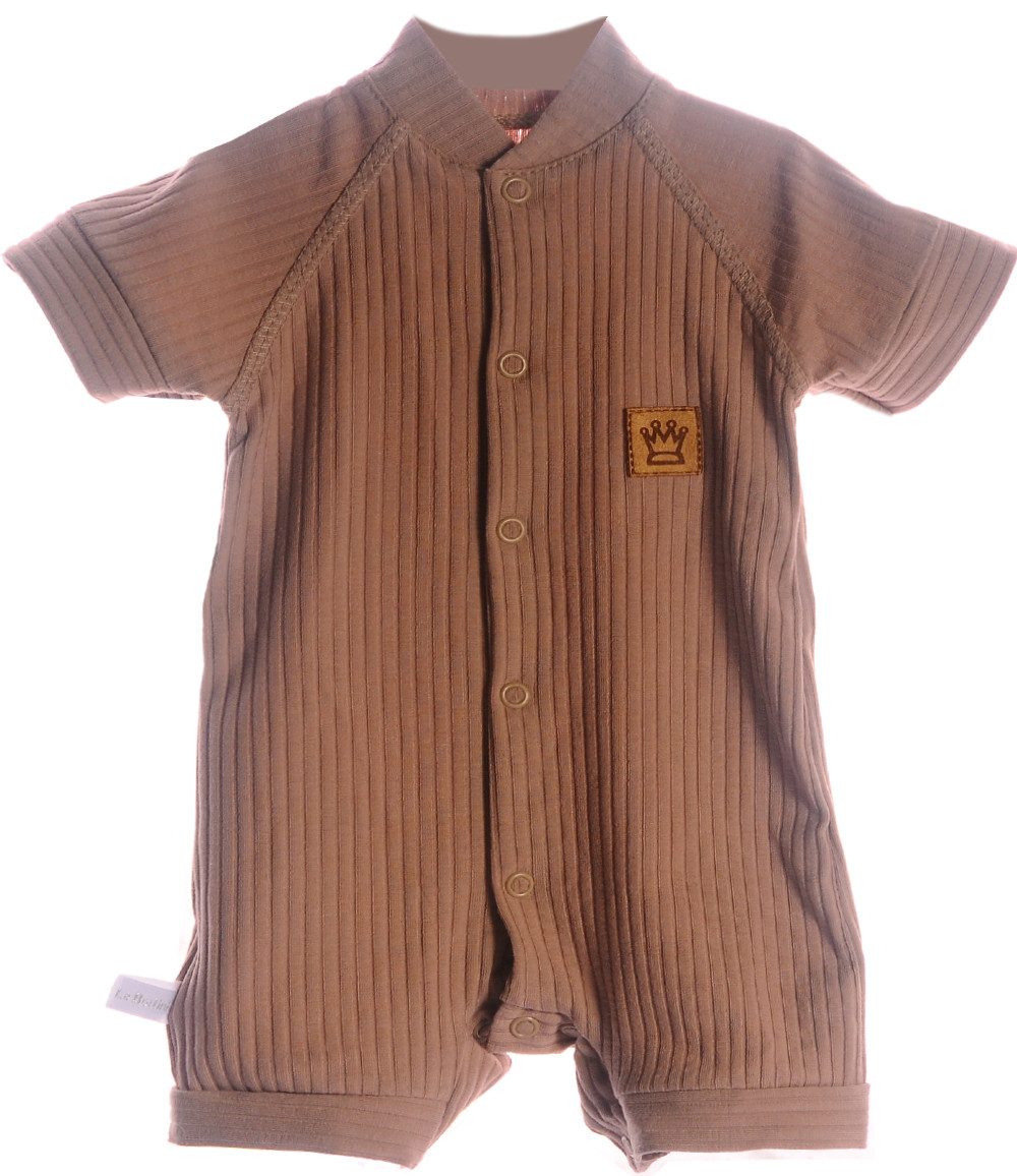 La Bortini Игрок Kurzer Baby Ползунки Romper in Braun mit Krone elastisch, weich, gerippt, 44 50 56 62 68 74 80