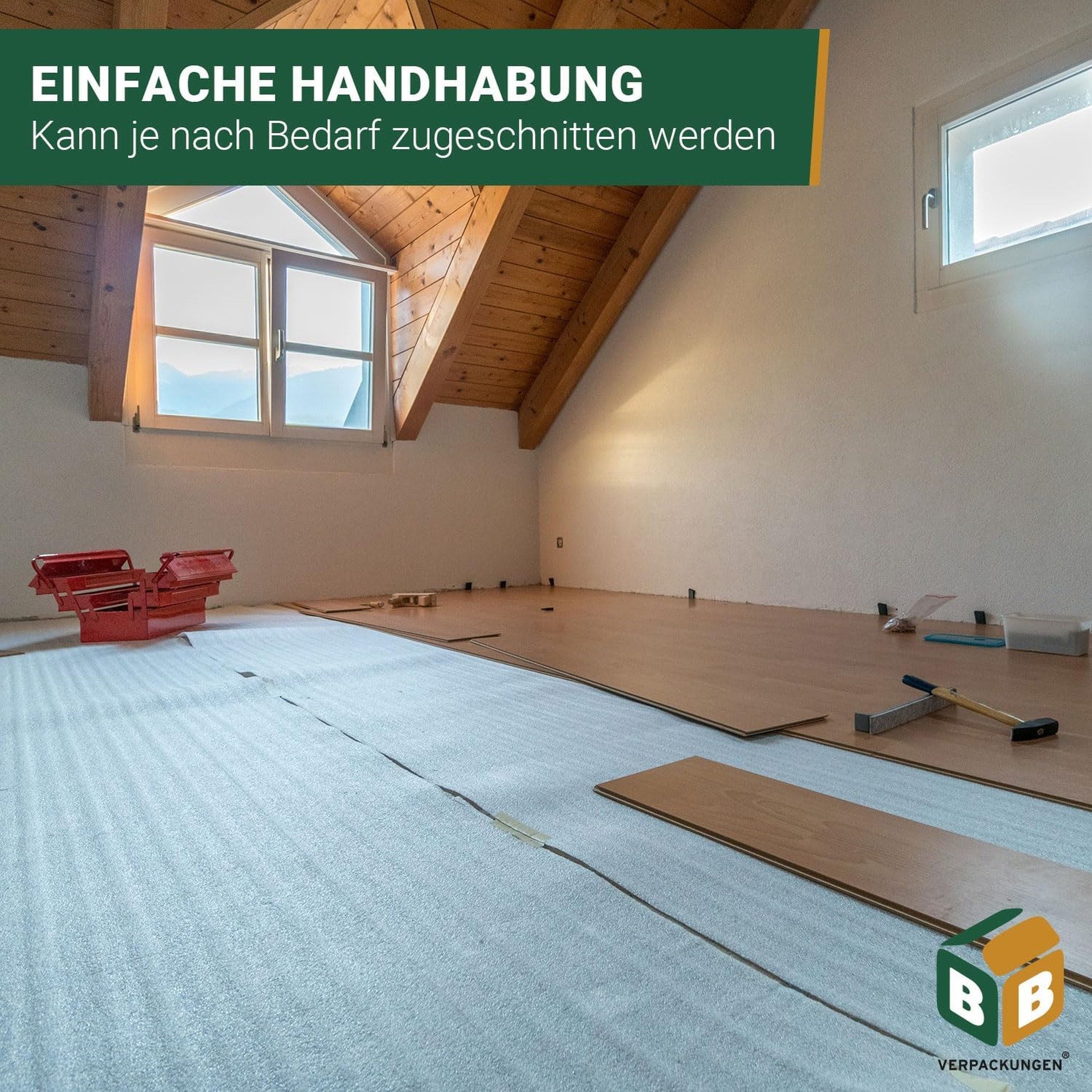 BB-Verpackungen Trittschalldämmfolie Trittschalldämmung 3 mm PE-Schaumfolie, 3 mm Stärke, 25 m² – Bild 5 von 5