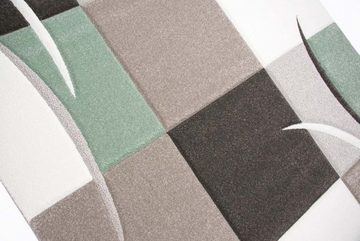 Teppich Designer Teppich Moderner Teppich Wohnzimmer Teppich Kurzflor Teppich mit Konturenschnitt Karo Muster Pastellfarben Grün Creme Beige Dunkelgrau, Teppich-Traum, rechteckig, Höhe: 13 mm
